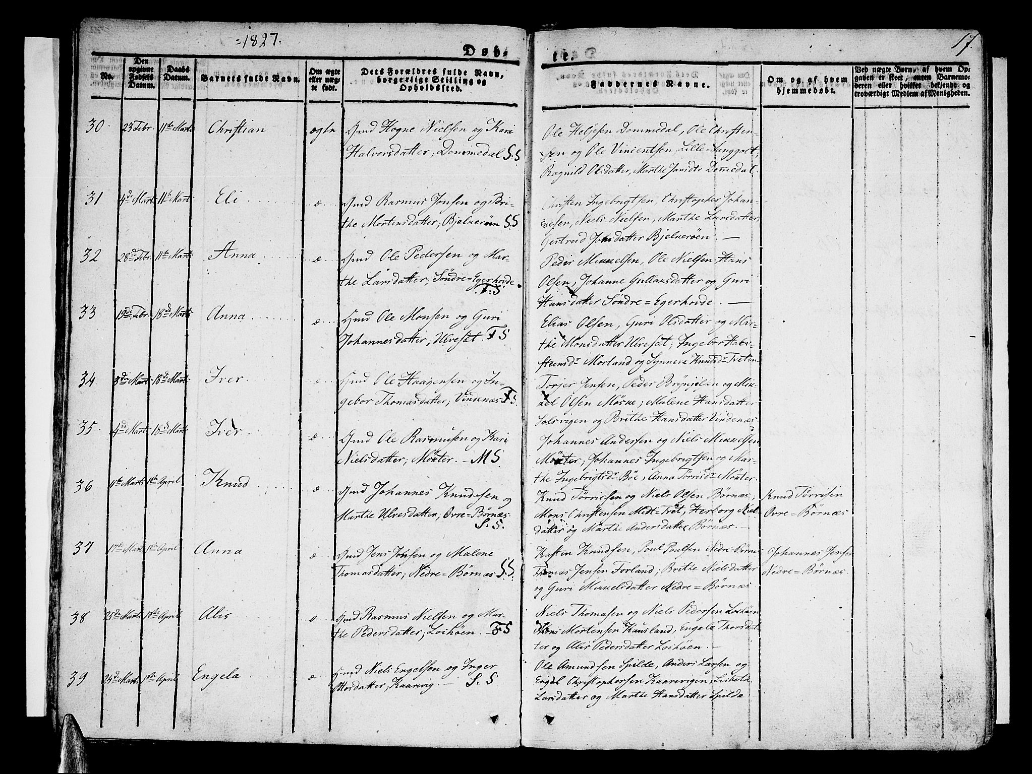 Sund sokneprestembete, AV/SAB-A-99930: Ministerialbok nr. A 12, 1825-1835, s. 17
