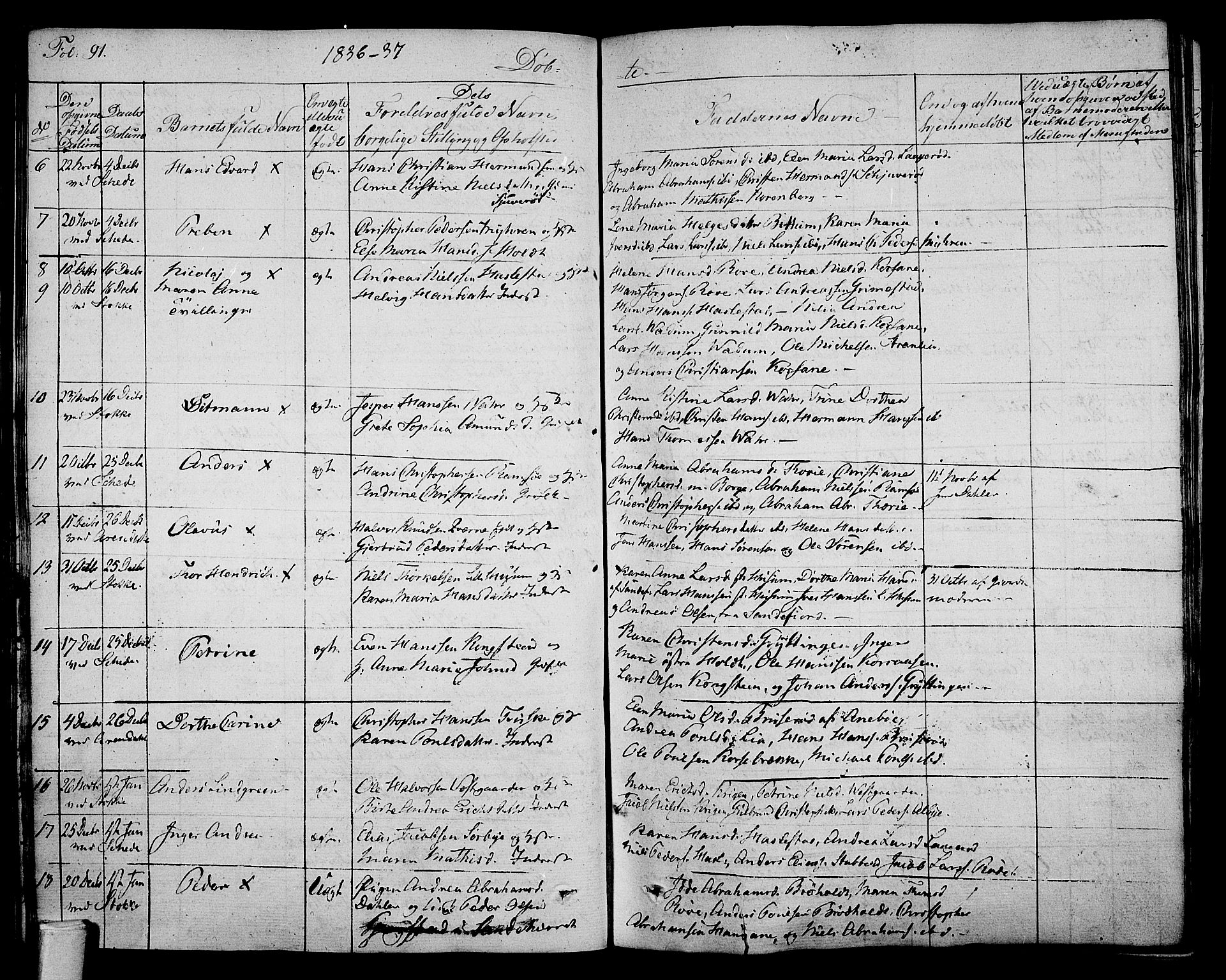 Stokke kirkebøker, AV/SAKO-A-320/F/Fa/L0006: Ministerialbok nr. I 6, 1826-1843, s. 91