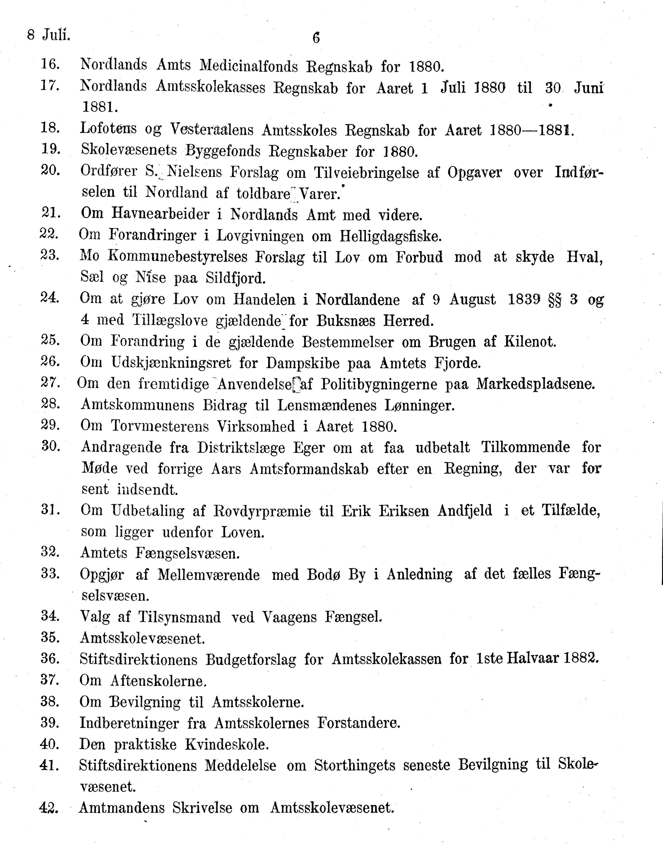 Nordland Fylkeskommune. Fylkestinget, AIN/NFK-17/176/A/Ac/L0014: Fylkestingsforhandlinger 1881-1885, 1881-1885