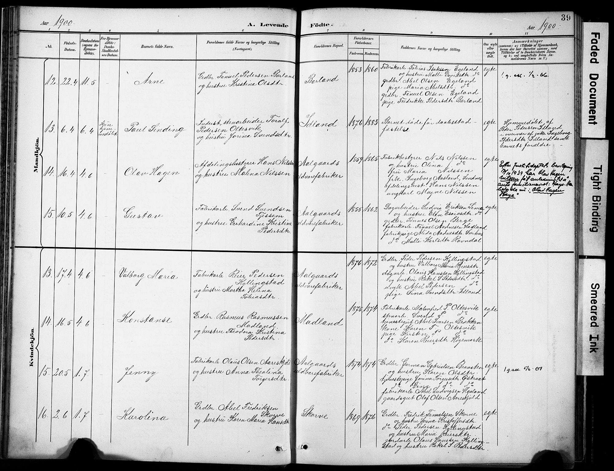 Lye sokneprestkontor, AV/SAST-A-101794/001/30BA/L0012: Ministerialbok nr. A 11, 1896-1909, s. 39