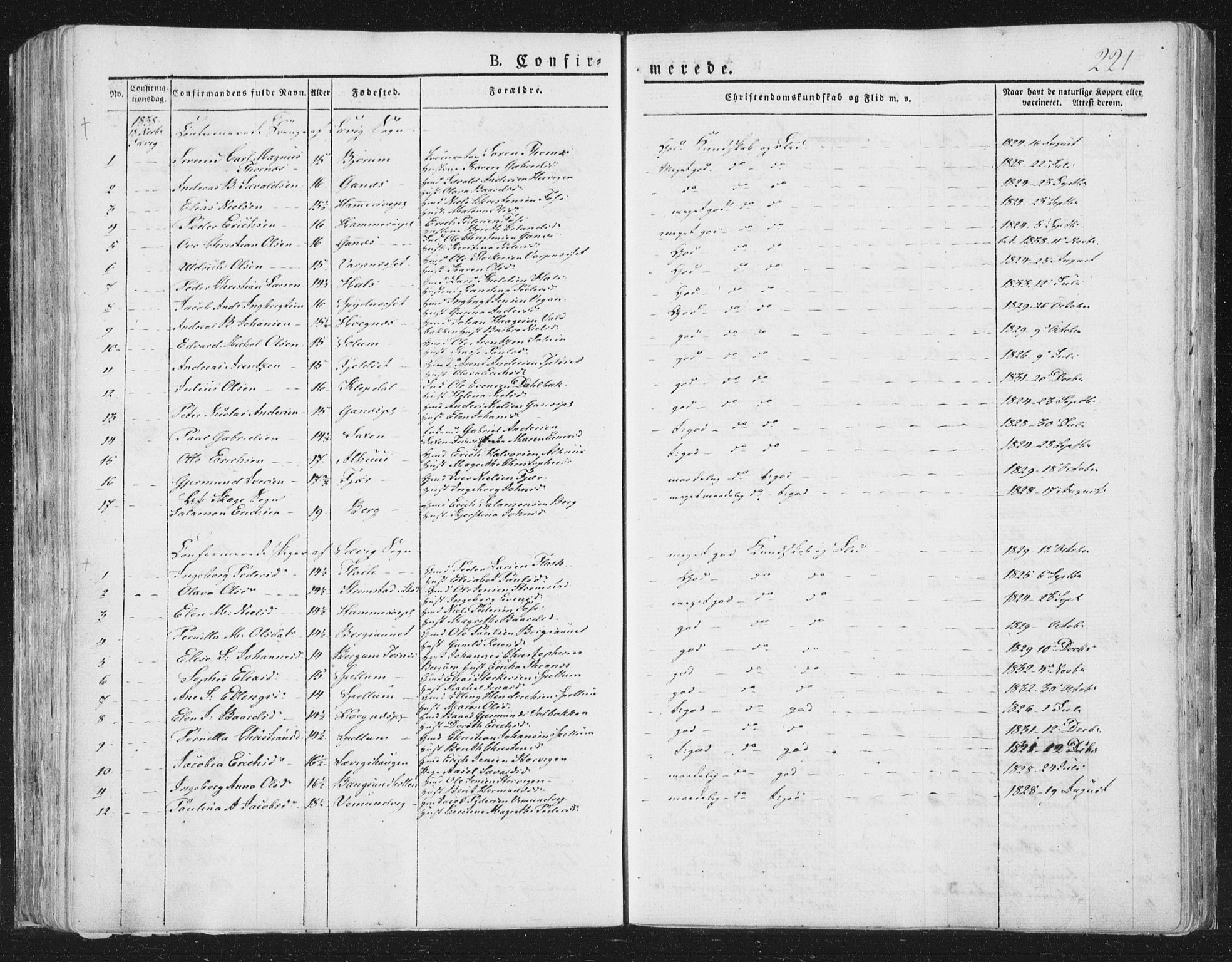 Ministerialprotokoller, klokkerbøker og fødselsregistre - Nord-Trøndelag, SAT/A-1458/764/L0551: Ministerialbok nr. 764A07a, 1824-1864, s. 221
