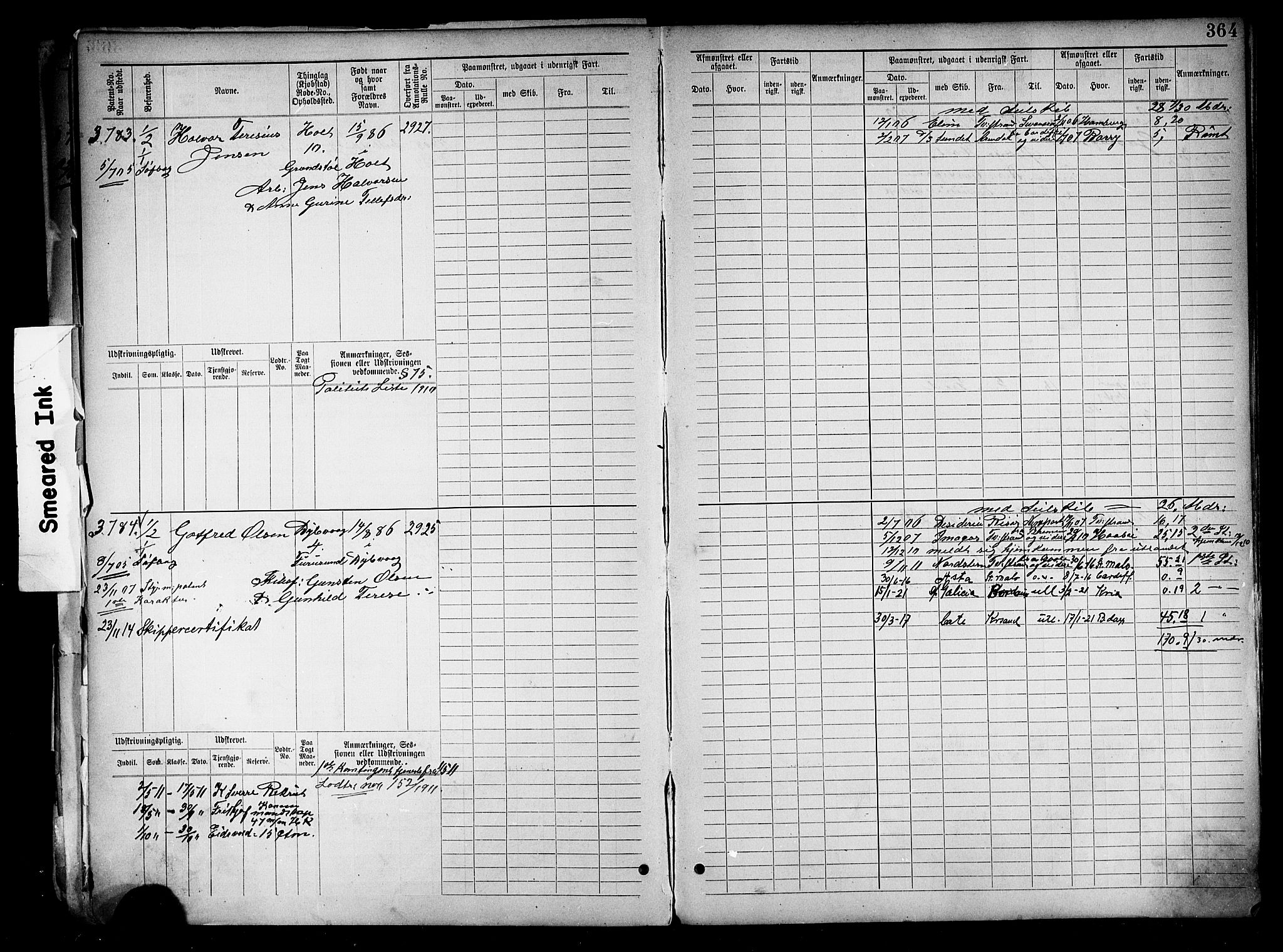 Tvedestrand mønstringskrets, AV/SAK-2031-0011/F/Fb/L0019: Hovedrulle nr 3057-3818, U-35, 1892-1906, s. 376