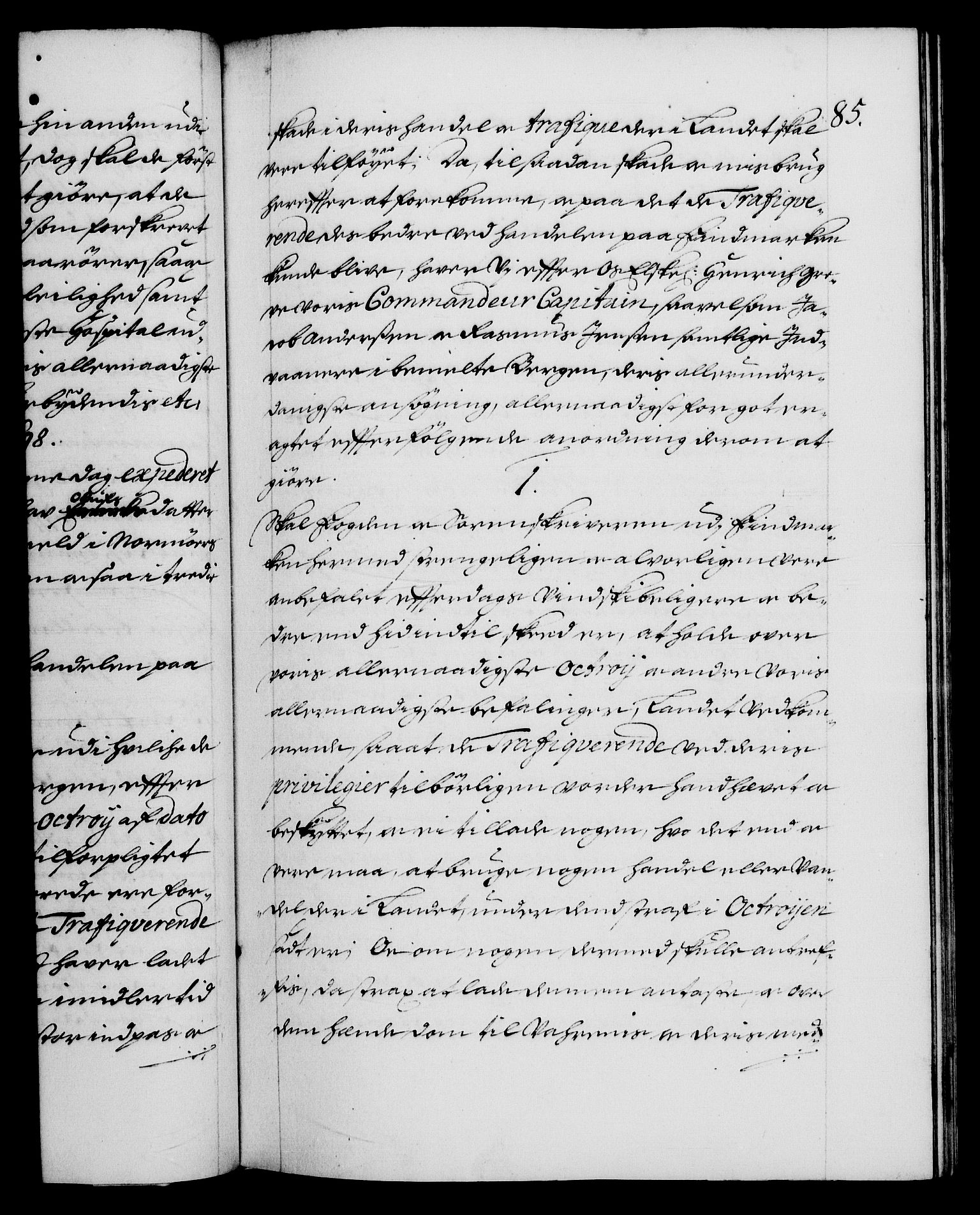 Danske Kanselli 1572-1799, AV/RA-EA-3023/F/Fc/Fca/Fcaa/L0017: Norske registre (mikrofilm), 1698-1699, s. 85a