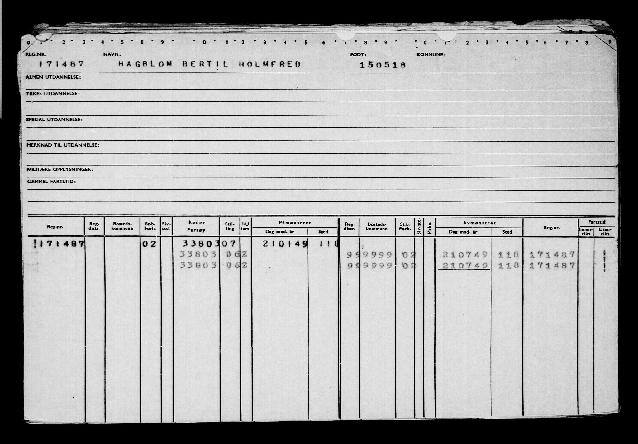 Direktoratet for sjømenn, AV/RA-S-3545/G/Gb/L0158: Hovedkort, 1918, s. 307