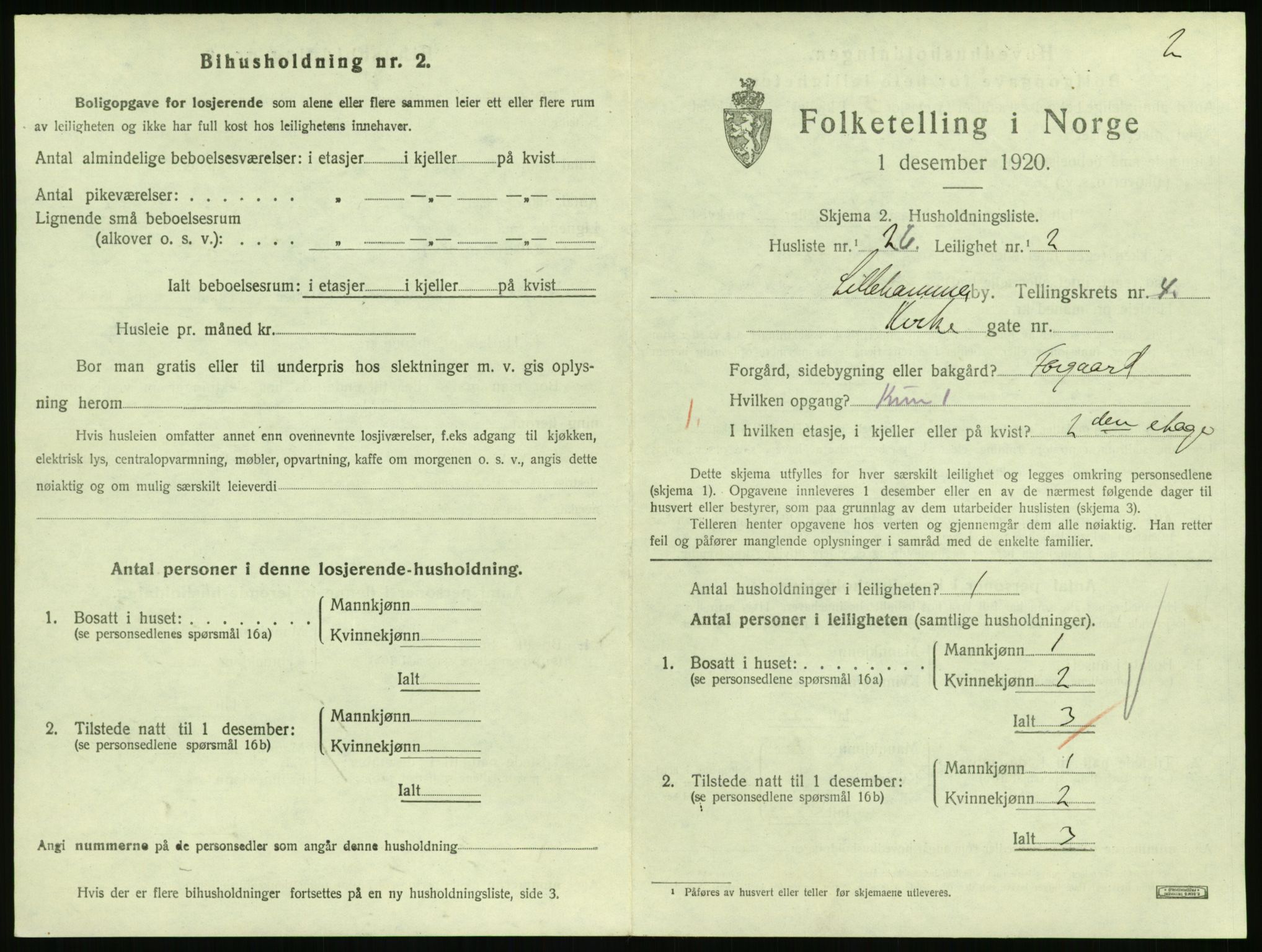 SAH, Folketelling 1920 for 0501 Lillehammer kjøpstad, 1920, s. 2032