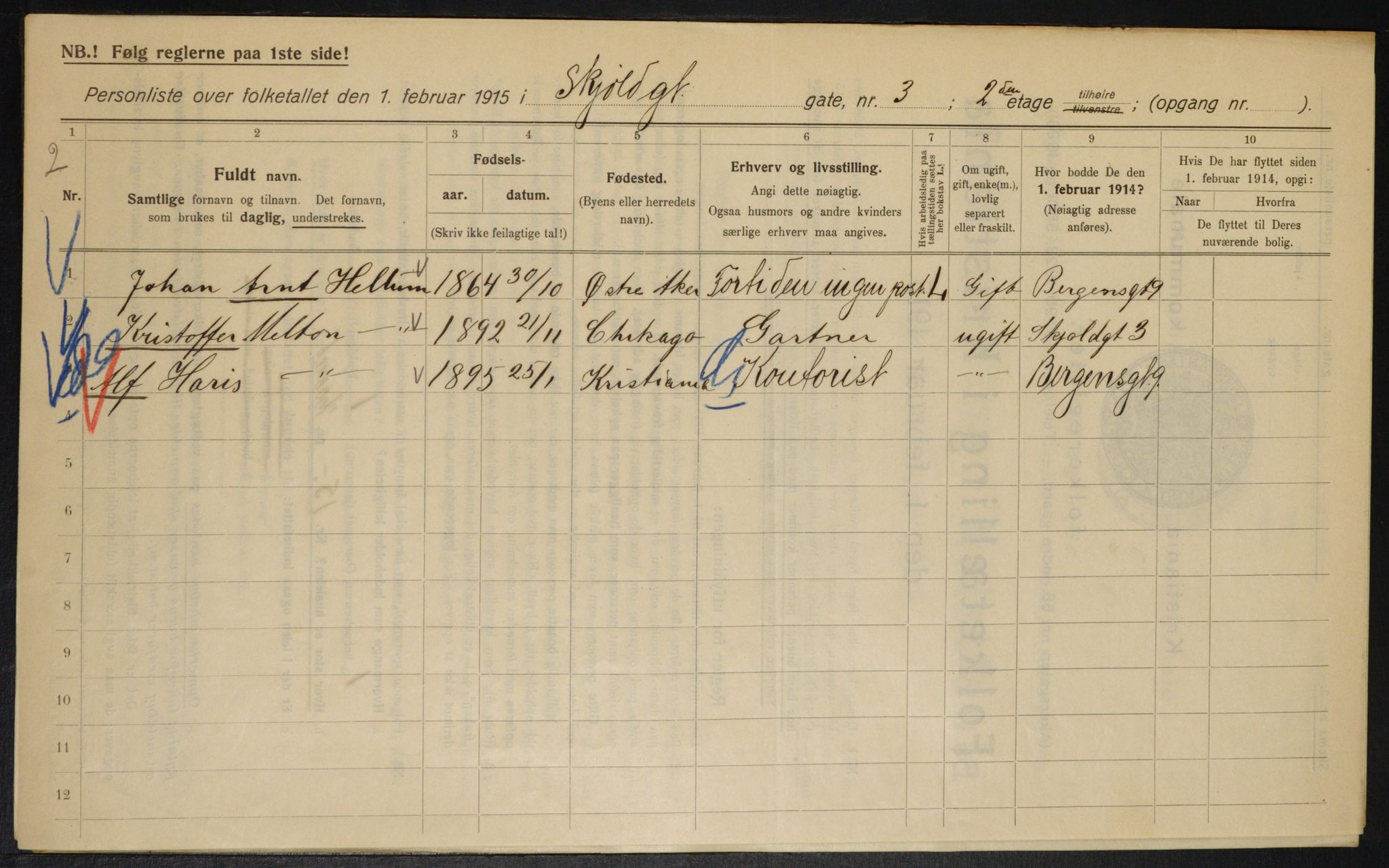 OBA, Kommunal folketelling 1.2.1915 for Kristiania, 1915, s. 96053