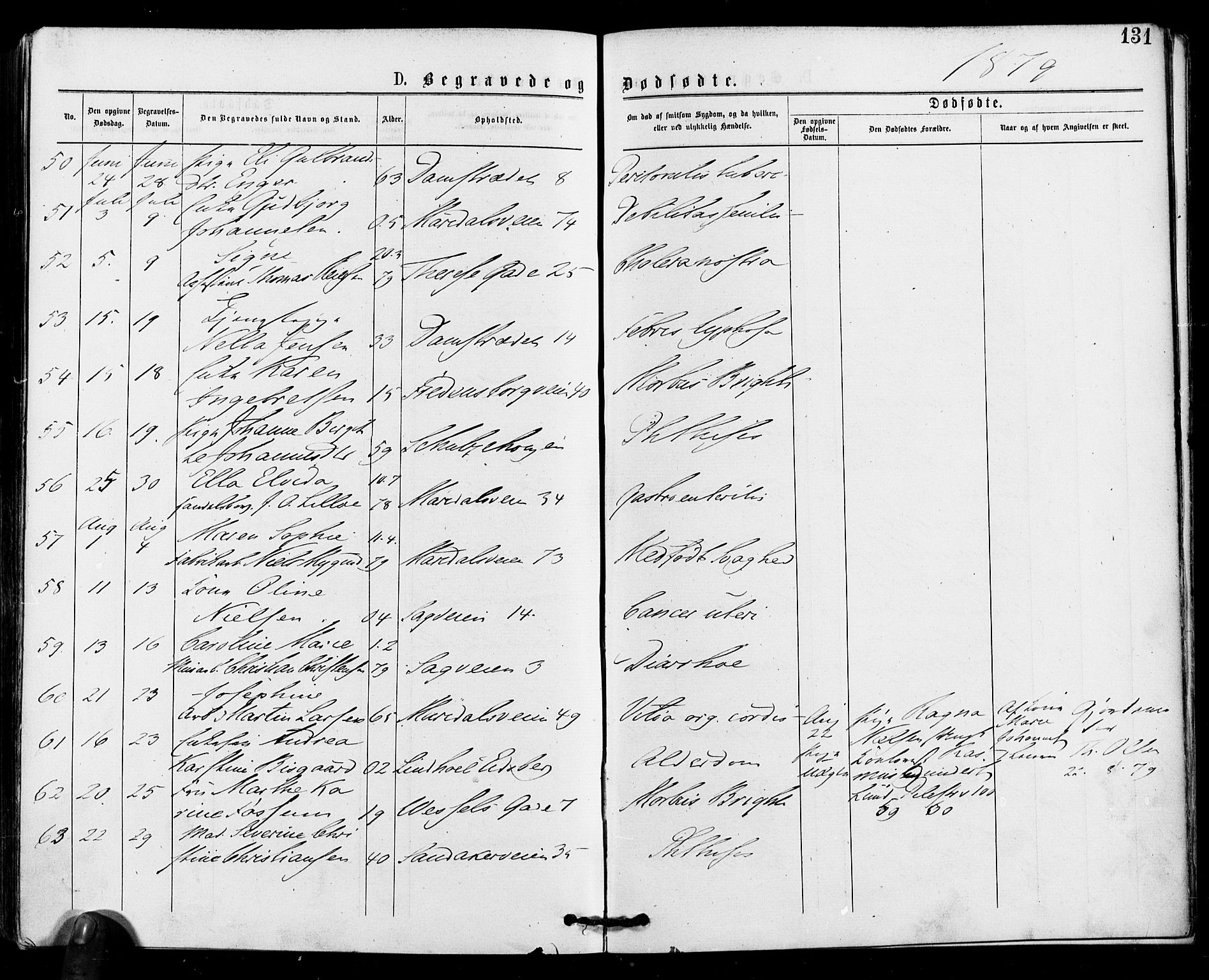 Gamle Aker prestekontor Kirkebøker, AV/SAO-A-10617a/F/L0004: Ministerialbok nr. 4, 1872-1879, s. 131