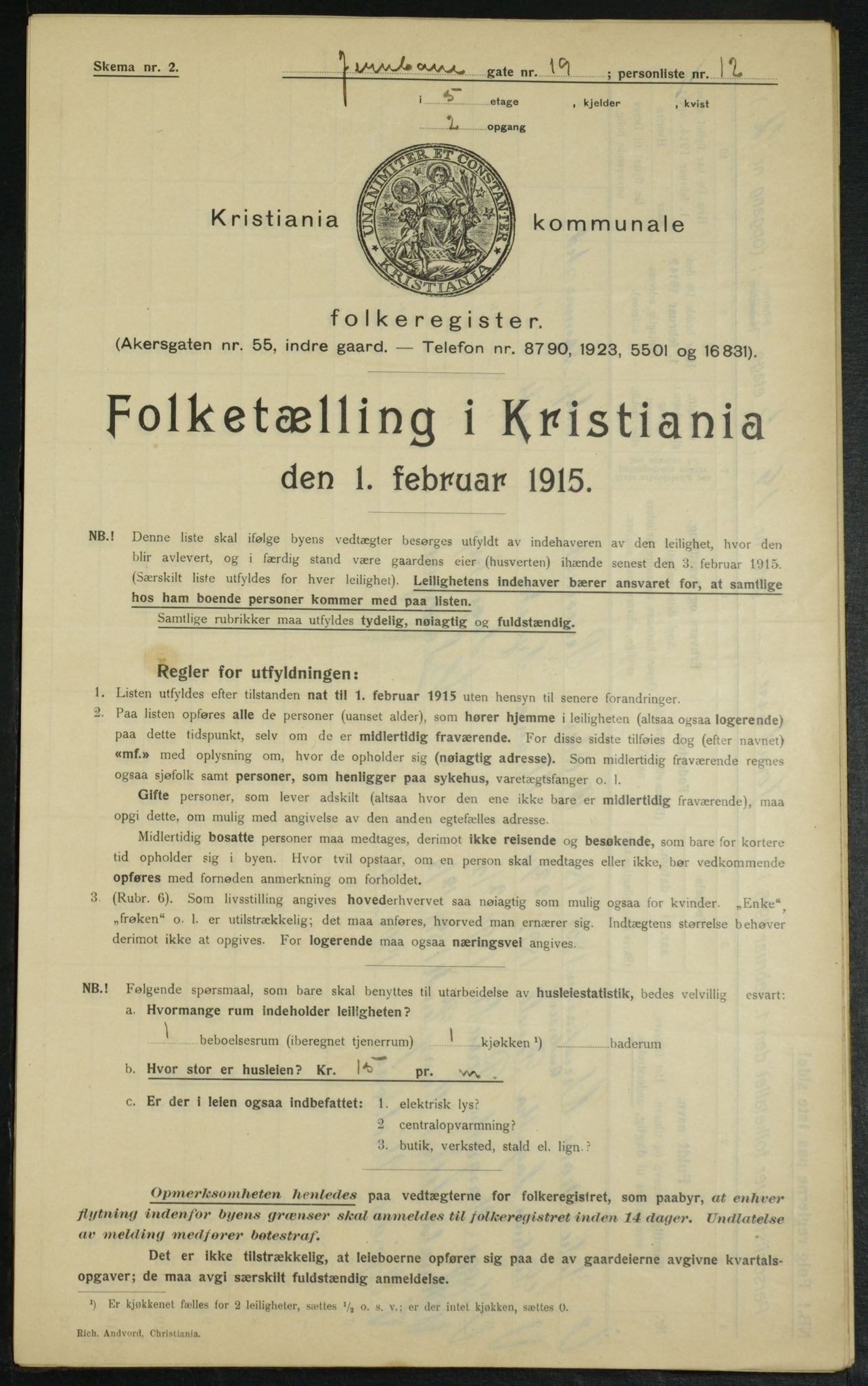 OBA, Kommunal folketelling 1.2.1915 for Kristiania, 1915, s. 46389