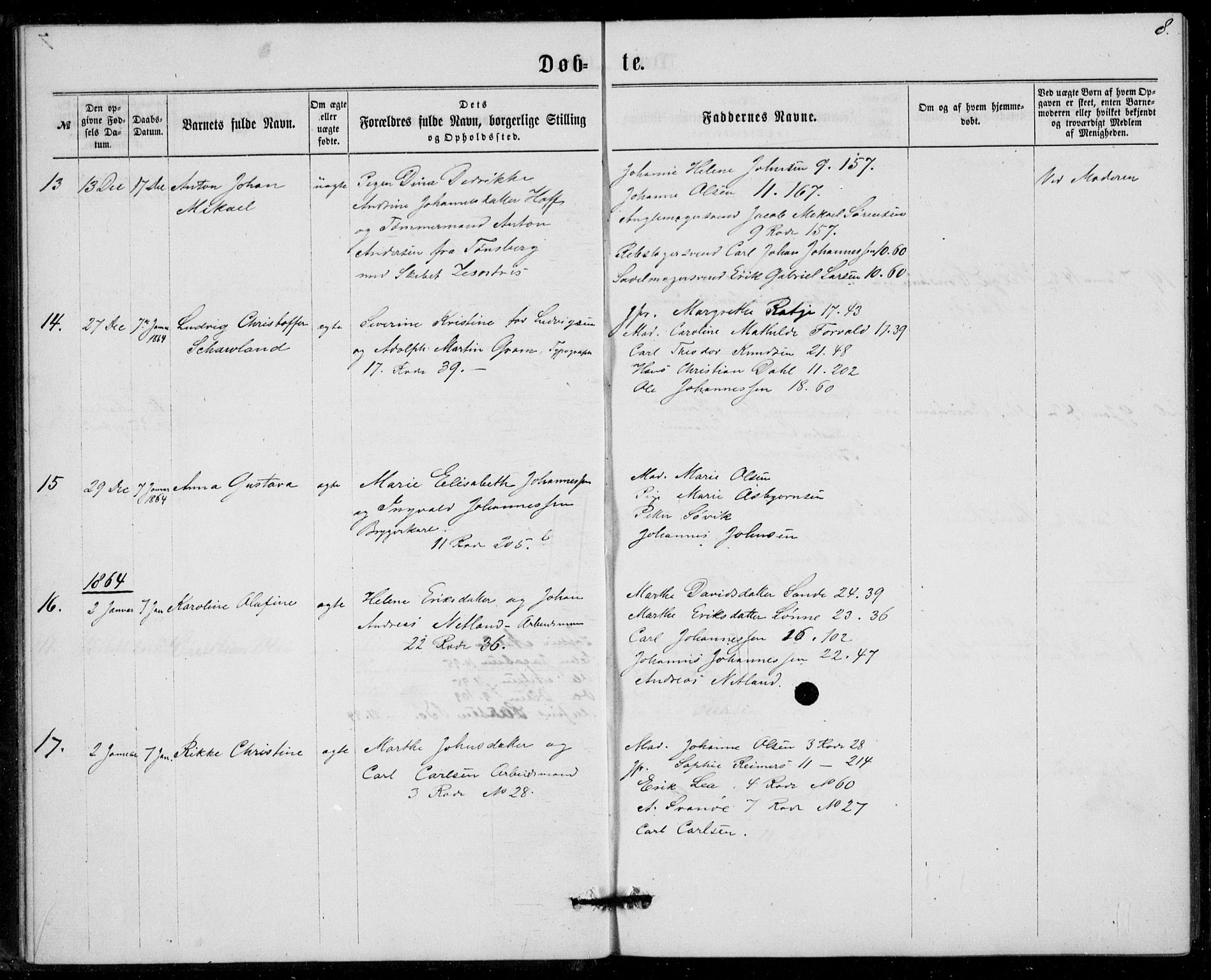 Fødselsstiftelsens sokneprestembete, ført av overlegen*, SAB/-: Ministerialbok nr. A 1, 1863-1883, s. 8