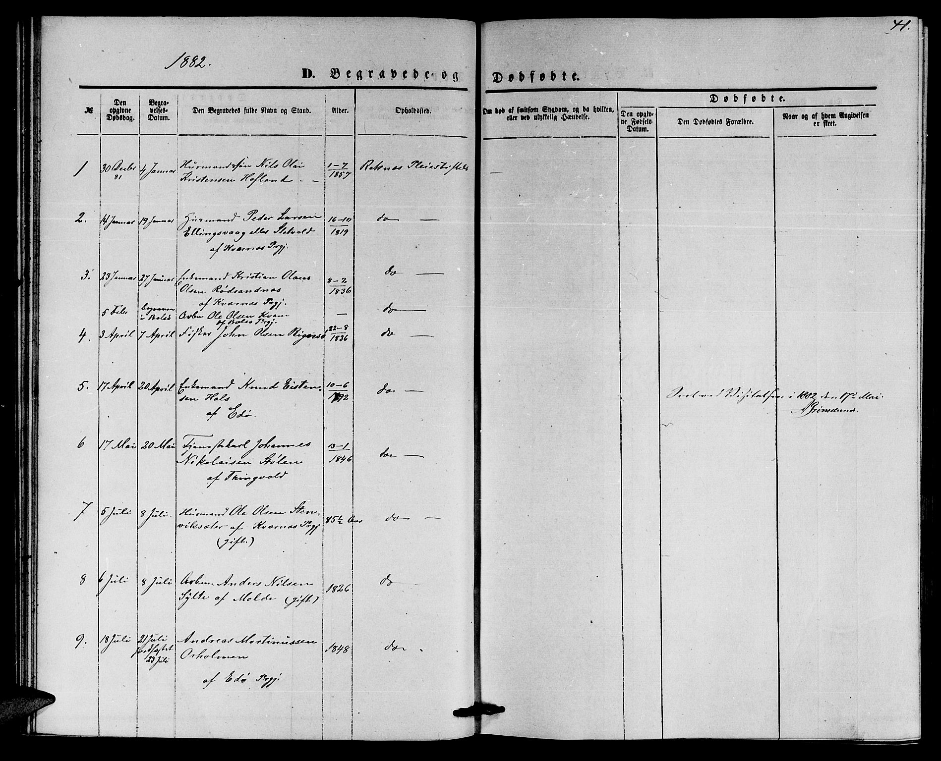 Ministerialprotokoller, klokkerbøker og fødselsregistre - Møre og Romsdal, SAT/A-1454/559/L0715: Klokkerbok nr. 559C01, 1869-1886, s. 41
