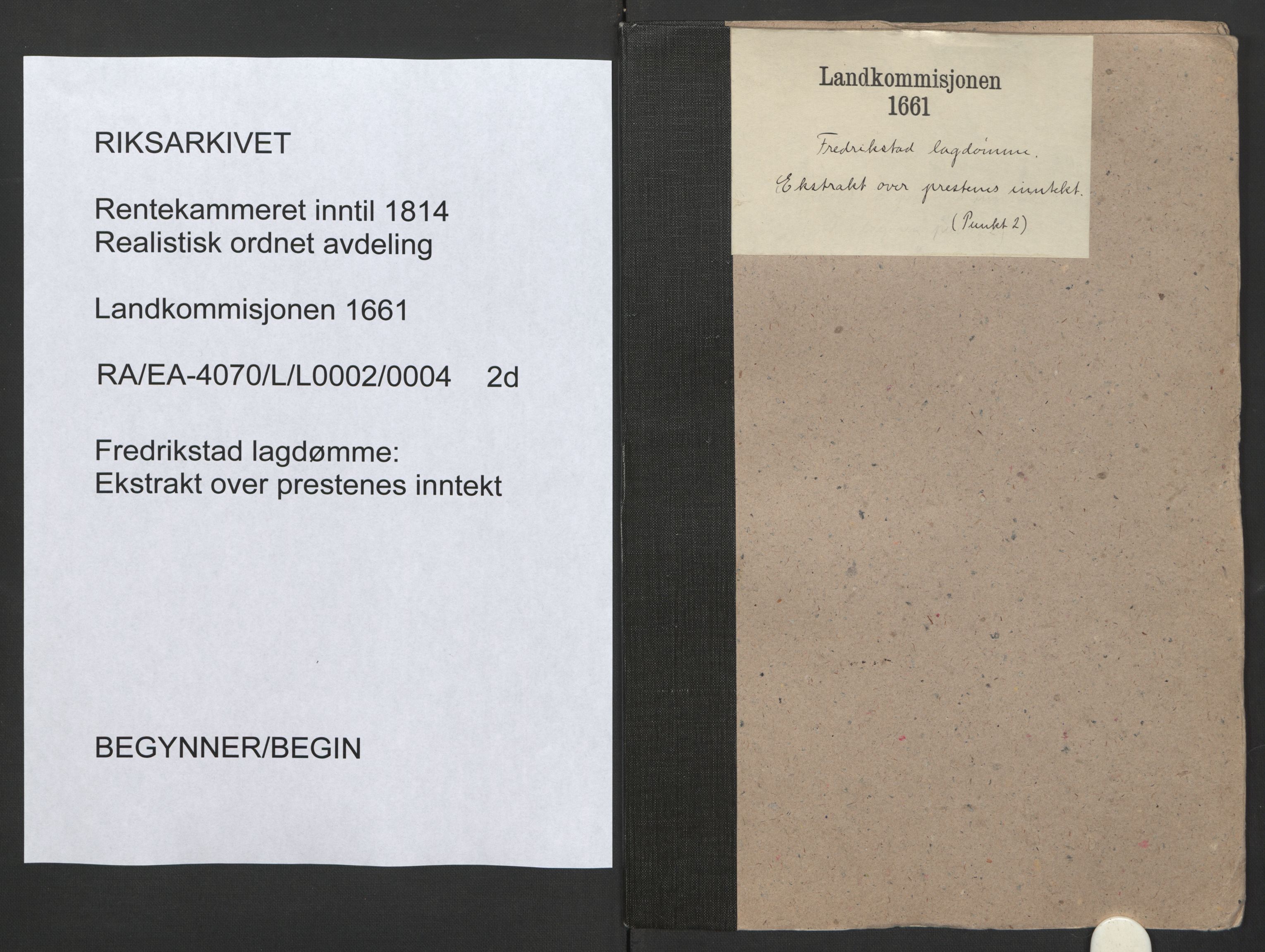 Rentekammeret inntil 1814, Realistisk ordnet avdeling, RA/EA-4070/L/L0002/0004: Fredrikstad lagdømme: / Ekstrakt over prestenes inntekt, 1661