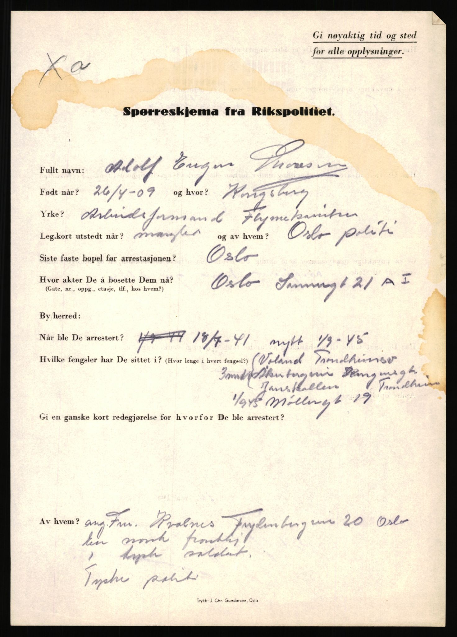 Rikspolitisjefen, AV/RA-S-1560/L/L0017: Tidemann, Hermann G. - Veum, Tjostolv, 1940-1945, s. 185