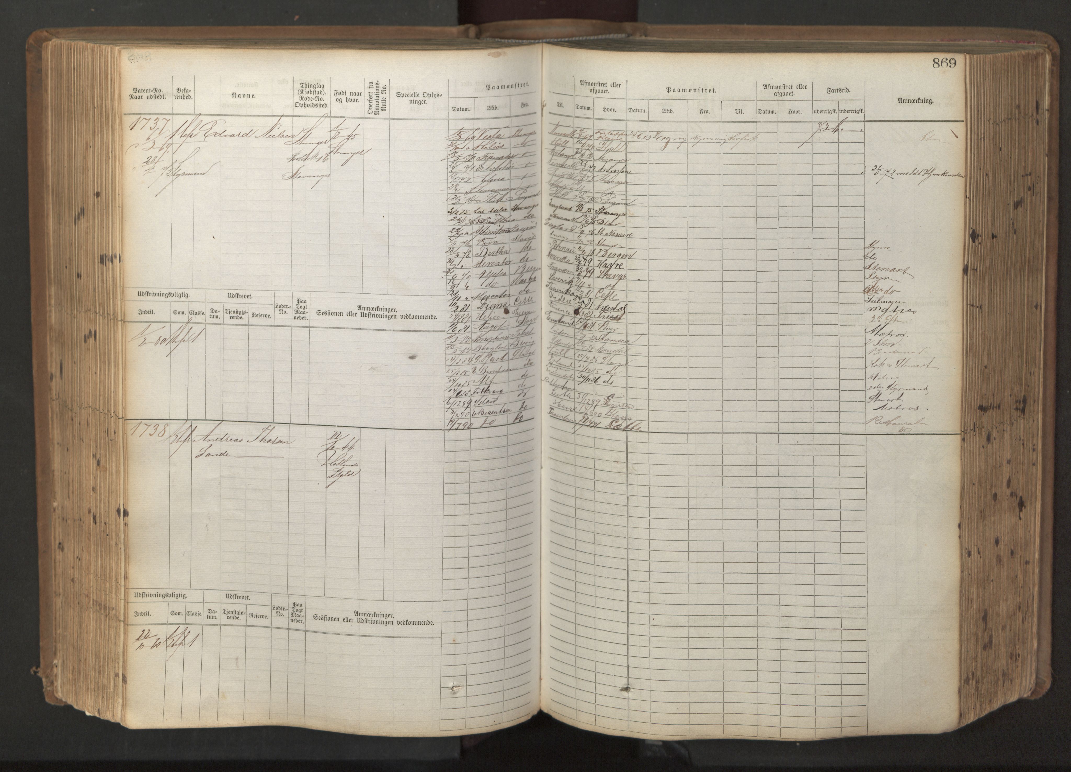 Stavanger sjømannskontor, AV/SAST-A-102006/F/Fb/Fbb/L0017: Sjøfartshovedrulle patnentnr. 1203-2402 (dublett), 1869, s. 272