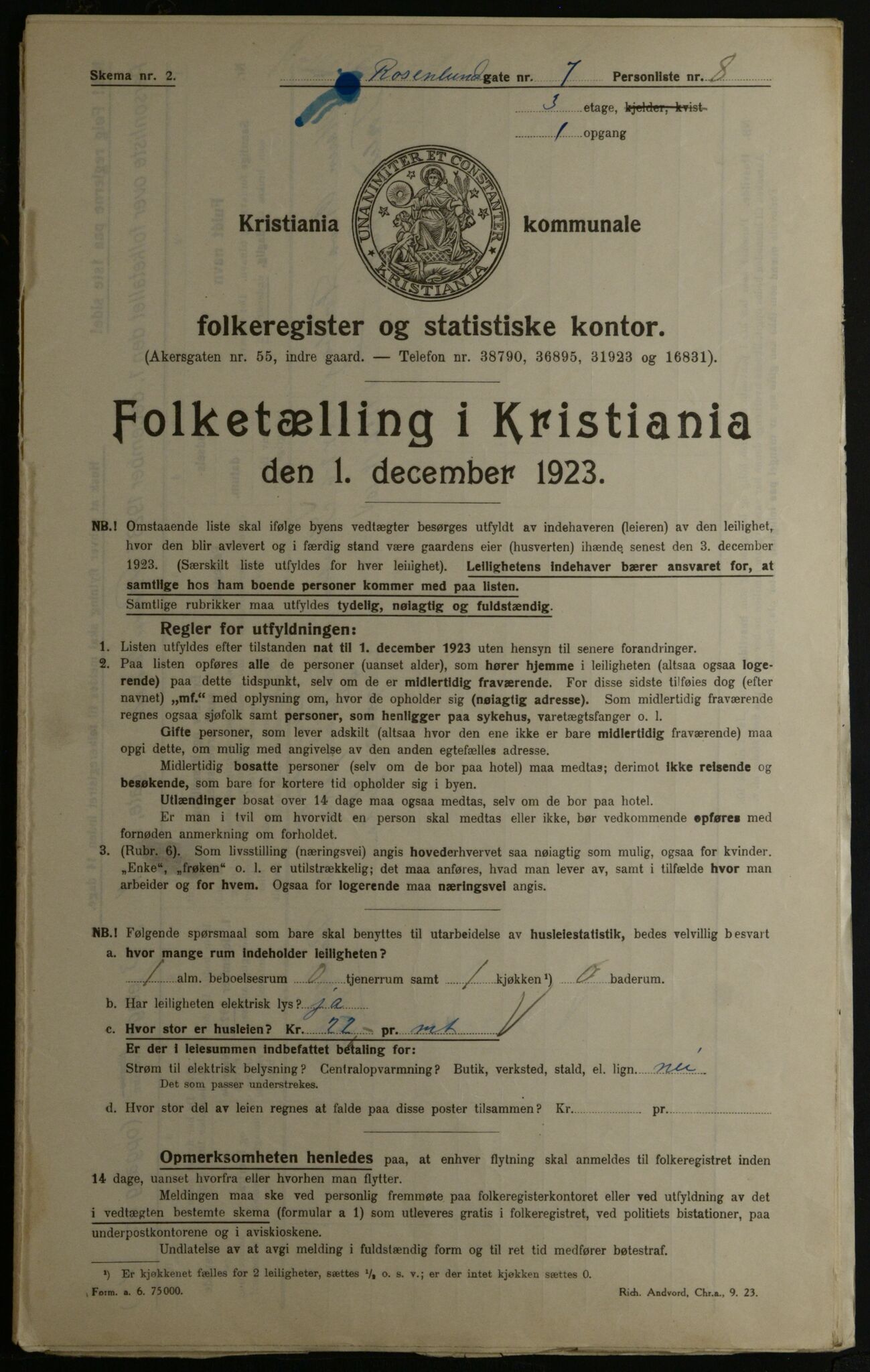 OBA, Kommunal folketelling 1.12.1923 for Kristiania, 1923, s. 92869