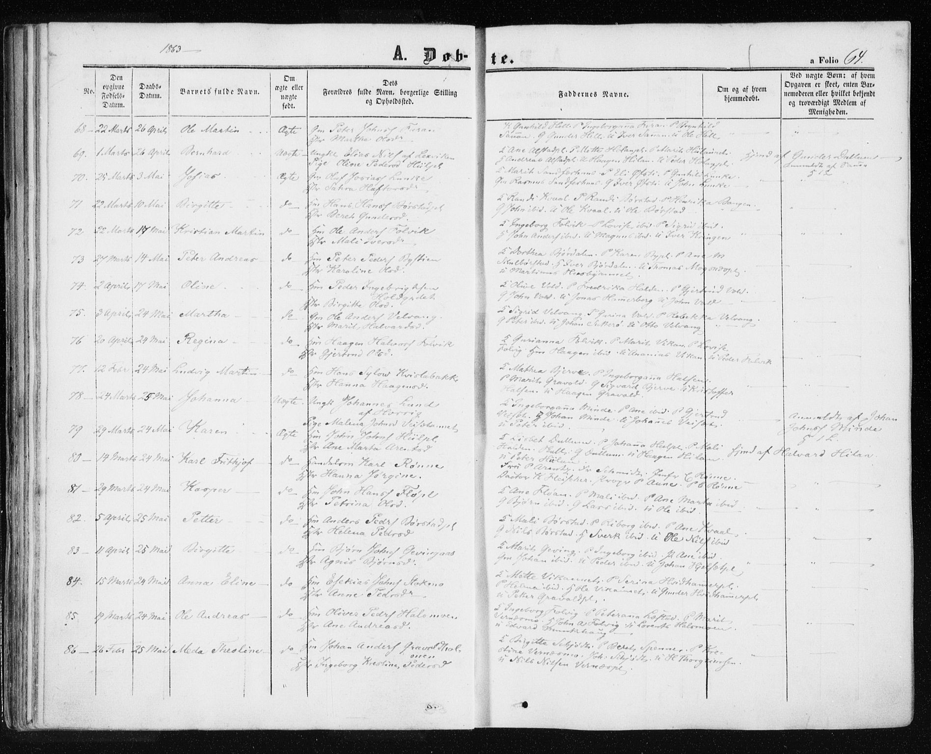 Ministerialprotokoller, klokkerbøker og fødselsregistre - Nord-Trøndelag, SAT/A-1458/709/L0075: Ministerialbok nr. 709A15, 1859-1870, s. 64