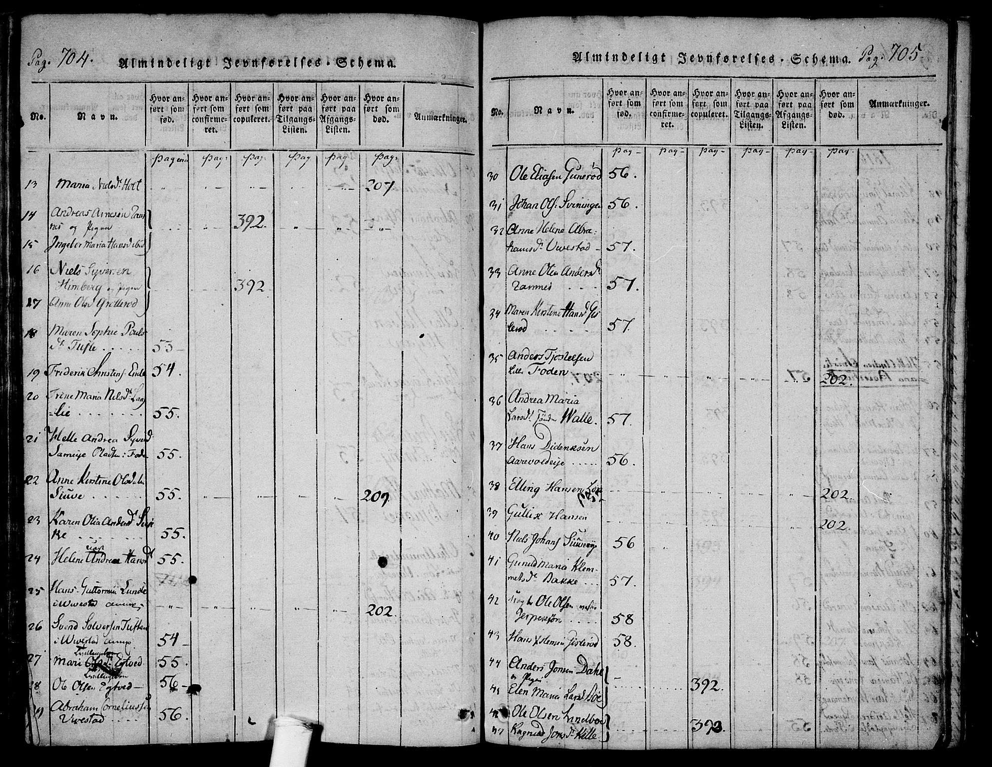 Ramnes kirkebøker, AV/SAKO-A-314/F/Fa/L0004: Ministerialbok nr. I 4, 1813-1840, s. 704-705
