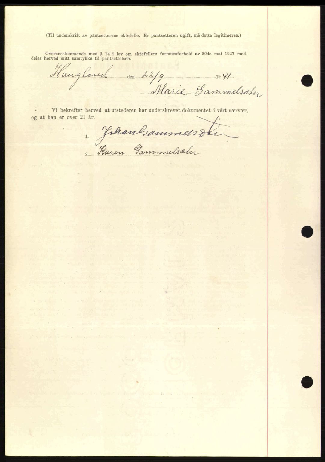 Romsdal sorenskriveri, SAT/A-4149/1/2/2C: Pantebok nr. B2, 1939-1945, Dagboknr: 1858/1941