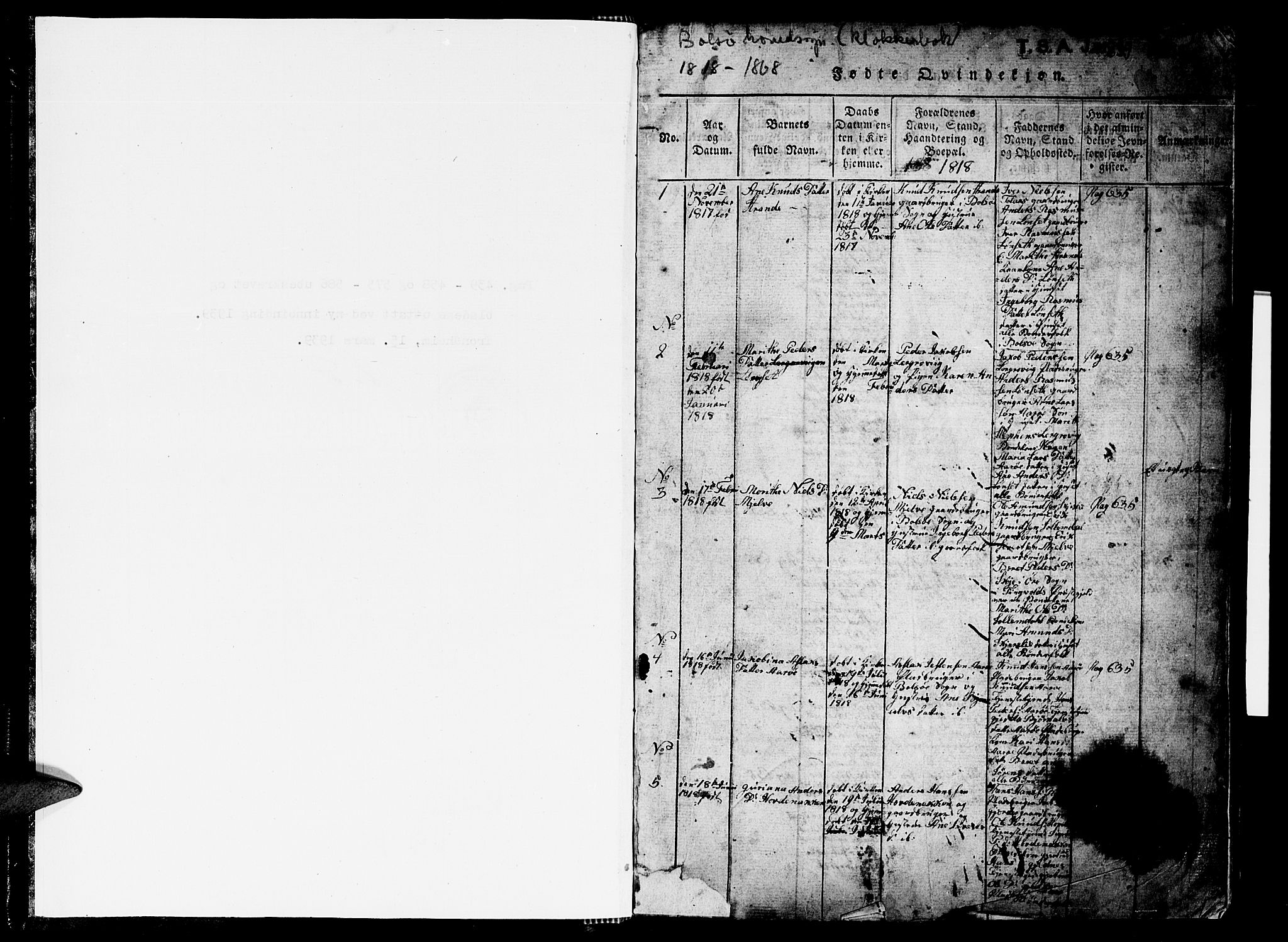 Ministerialprotokoller, klokkerbøker og fødselsregistre - Møre og Romsdal, AV/SAT-A-1454/555/L0665: Klokkerbok nr. 555C01, 1818-1868, s. 0-1