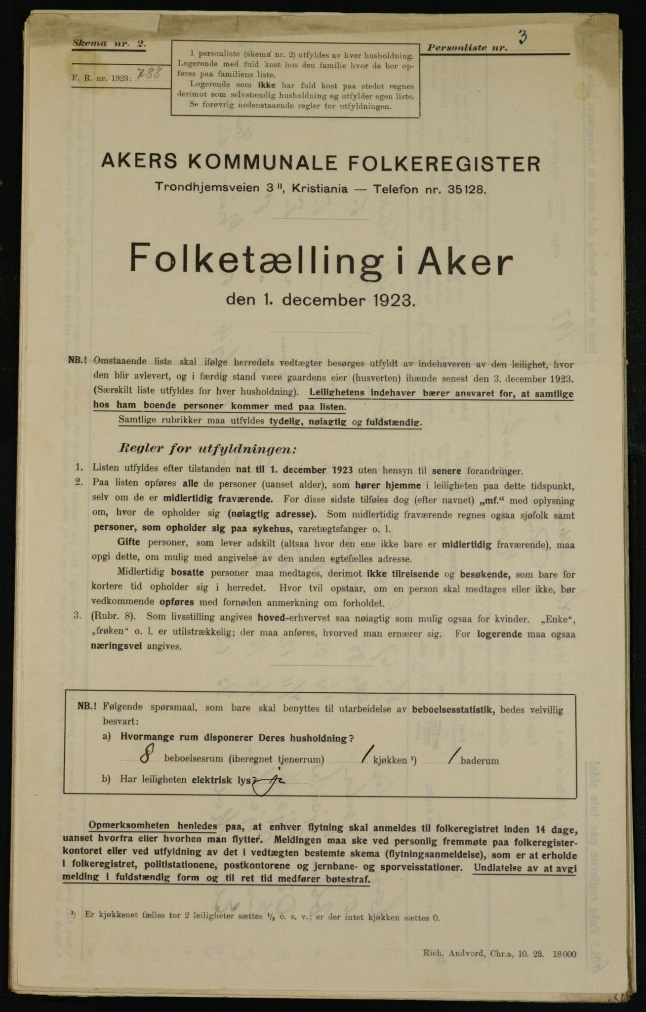 , Kommunal folketelling 1.12.1923 for Aker, 1923, s. 41498