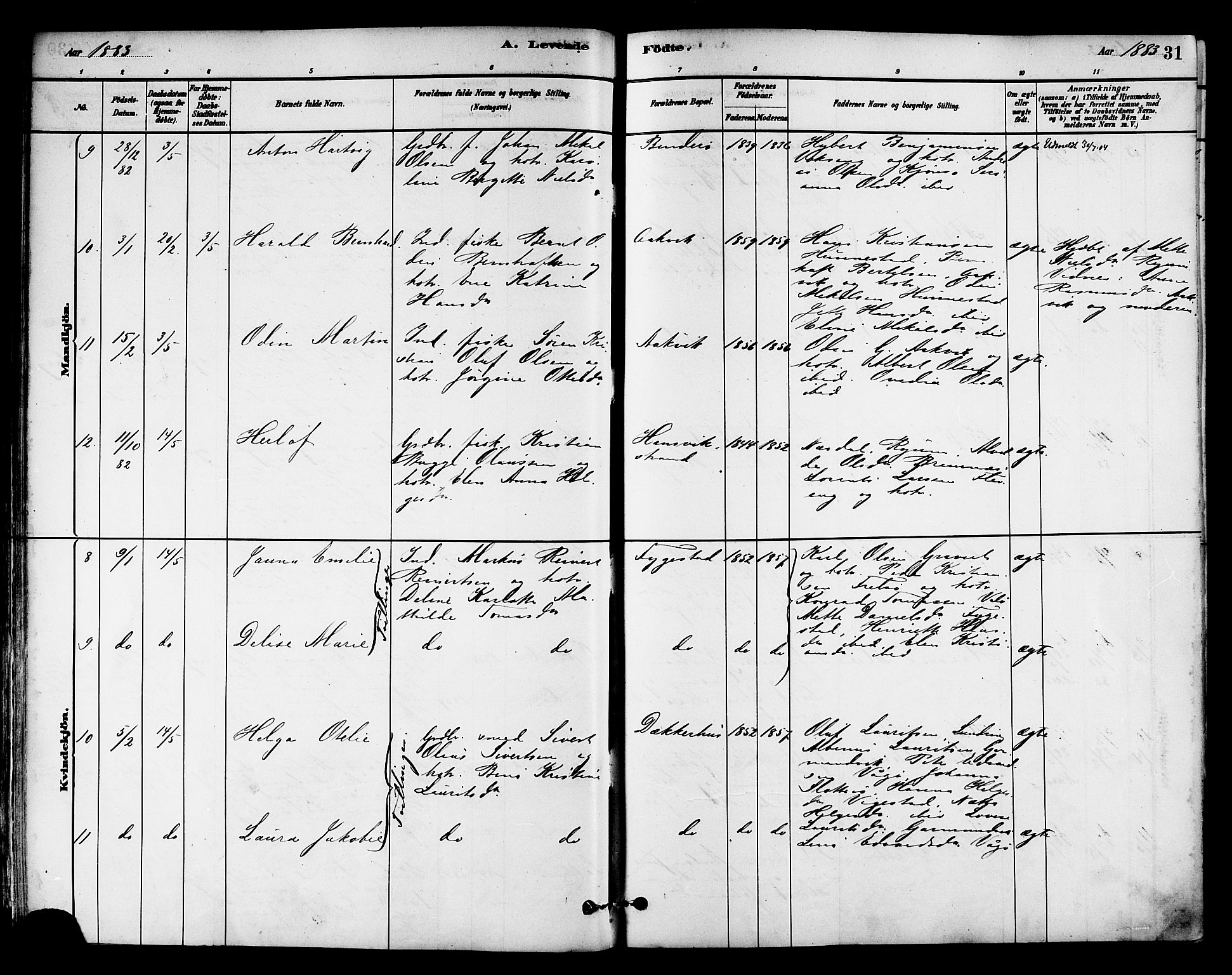 Ministerialprotokoller, klokkerbøker og fødselsregistre - Nord-Trøndelag, SAT/A-1458/786/L0686: Ministerialbok nr. 786A02, 1880-1887, s. 31