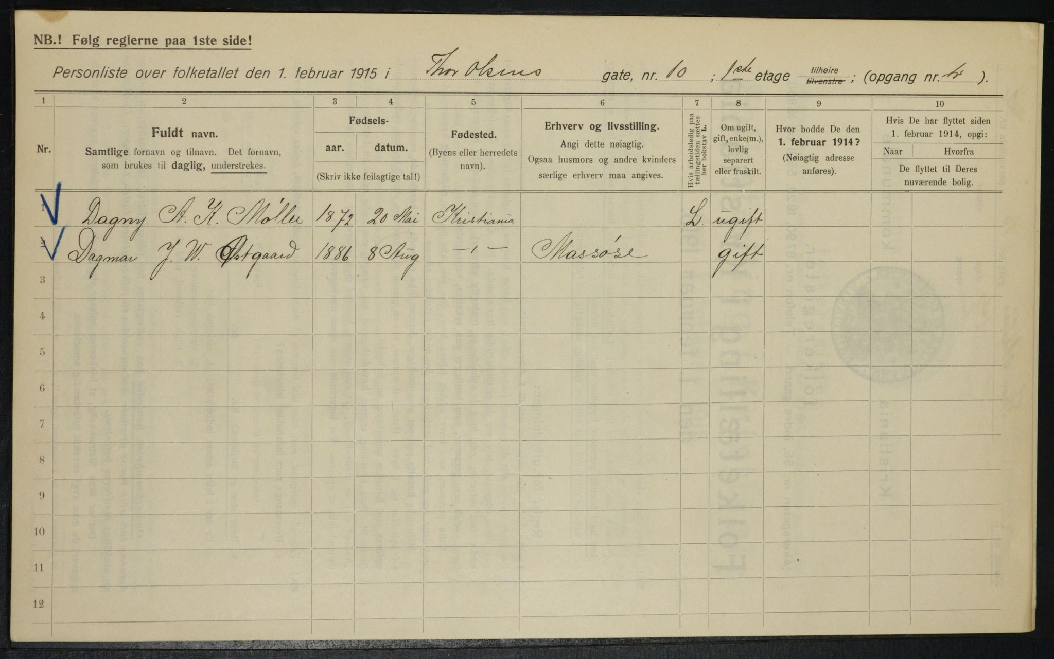 OBA, Kommunal folketelling 1.2.1915 for Kristiania, 1915, s. 109781