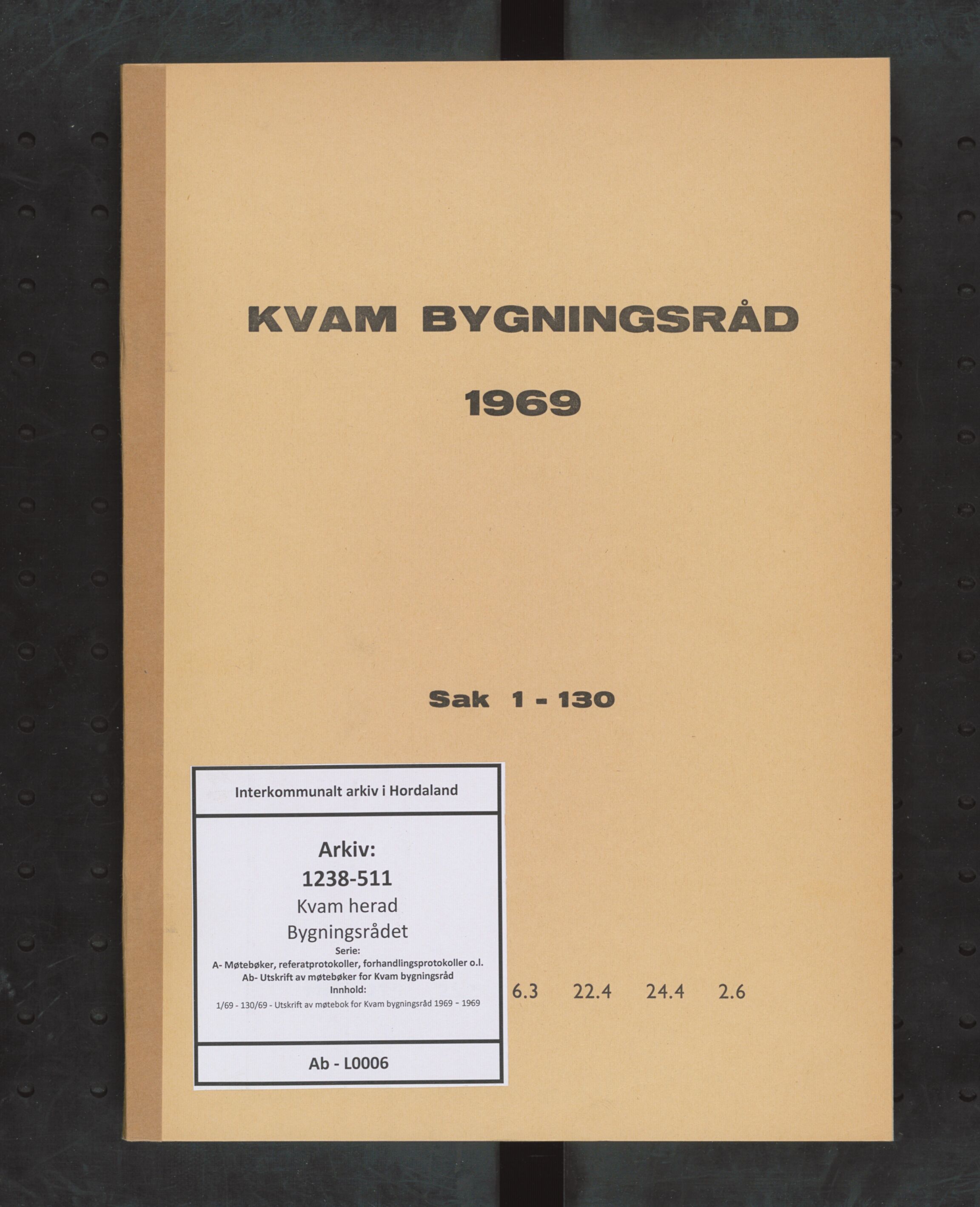 Kvam herad. Bygningsrådet, IKAH/1238-511/A/Ab/L0006: Utskrift av møtebok for Kvam bygningsråd, 1969