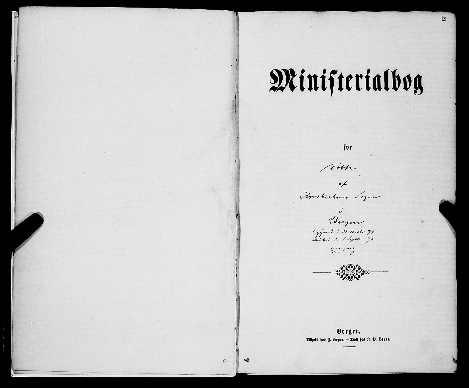Korskirken sokneprestembete, SAB/A-76101/H/Hab: Klokkerbok nr. B 7, 1874-1878, s. 2