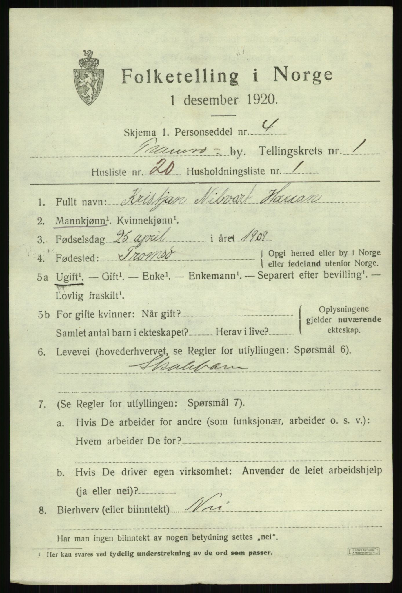 SATØ, Folketelling 1920 for 1902 Tromsø kjøpstad, 1920, s. 7175