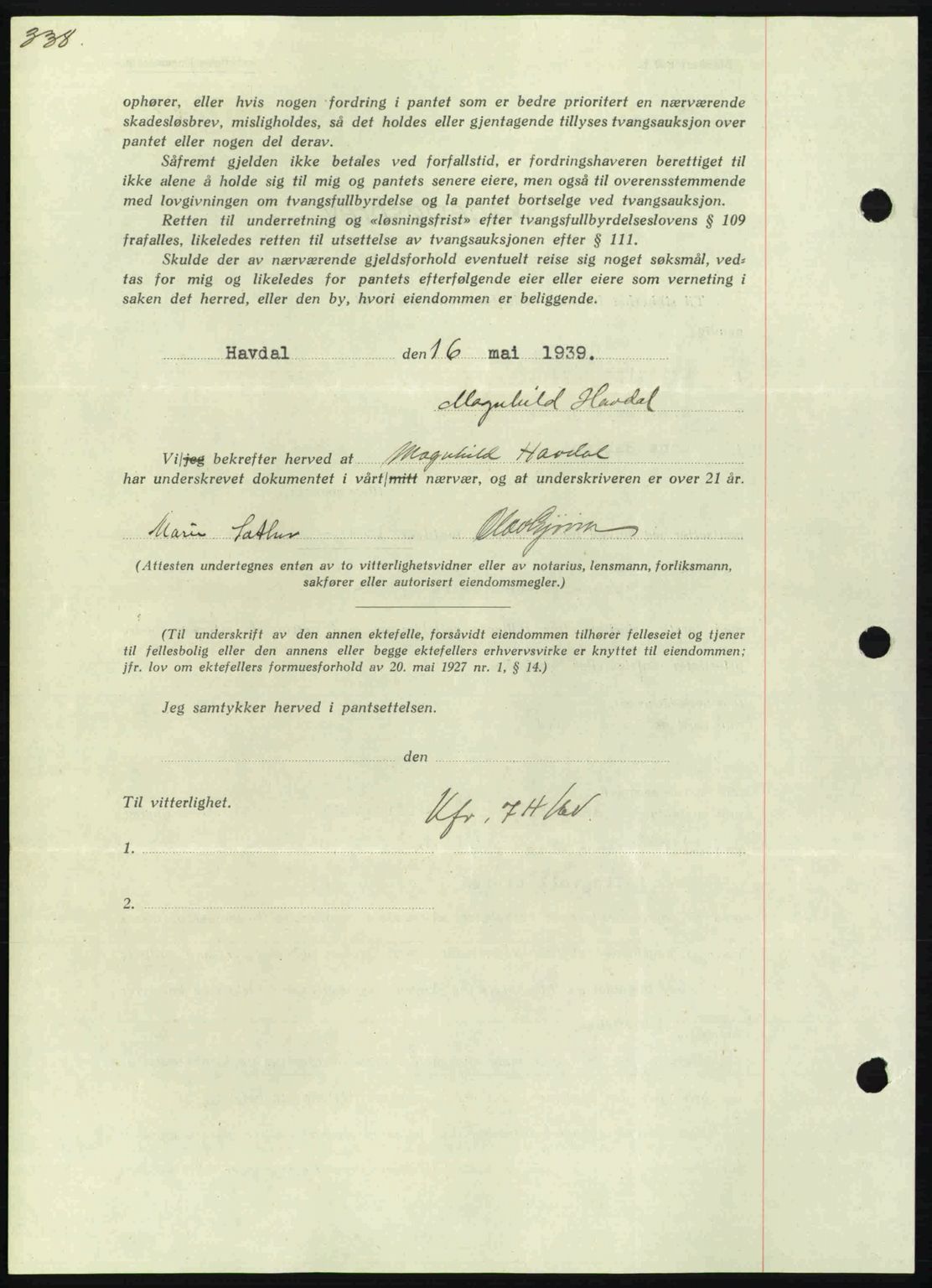 Nordmøre sorenskriveri, AV/SAT-A-4132/1/2/2Ca: Pantebok nr. B85, 1939-1939, Dagboknr: 1284/1939