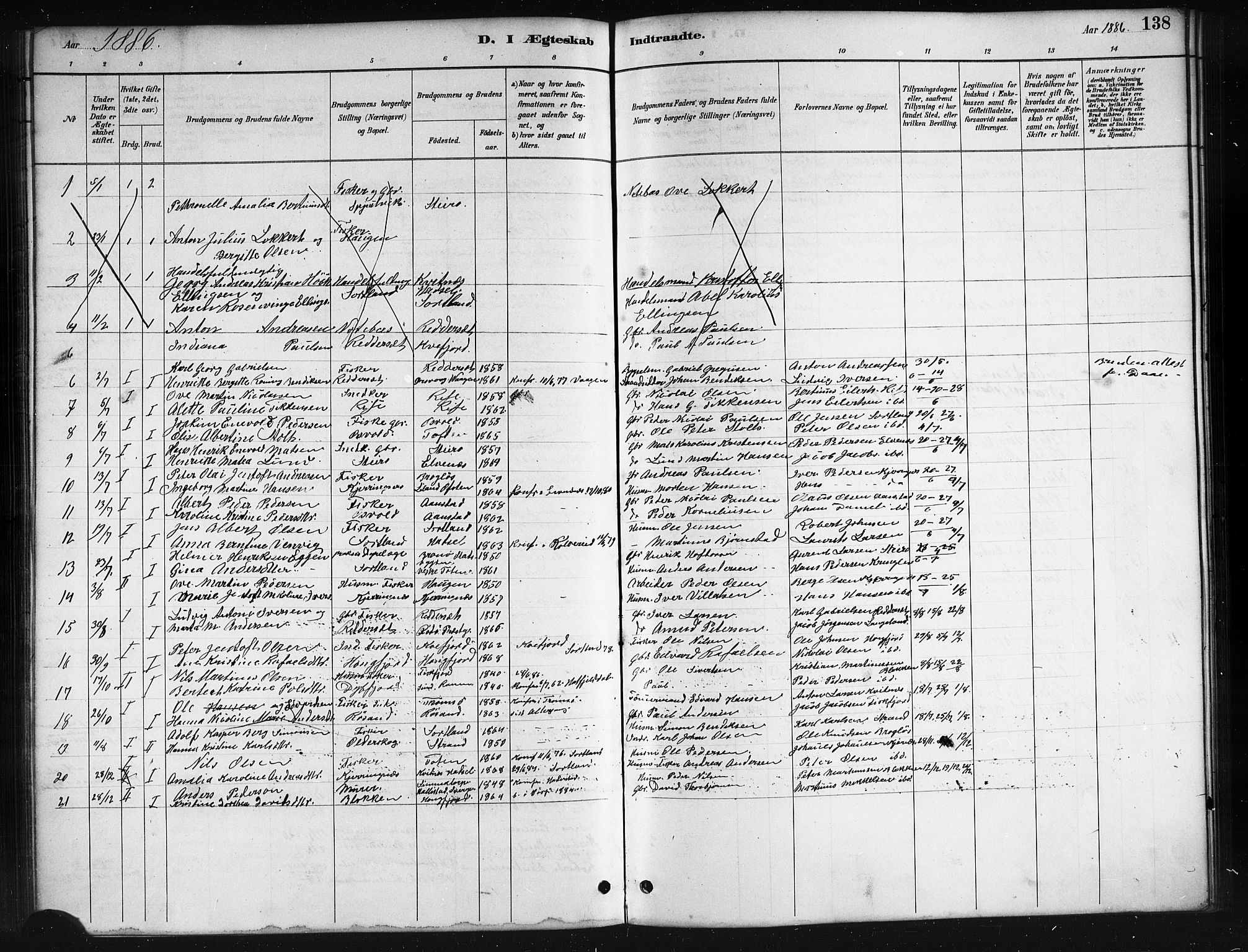 Ministerialprotokoller, klokkerbøker og fødselsregistre - Nordland, AV/SAT-A-1459/895/L1382: Klokkerbok nr. 895C04, 1885-1896, s. 138