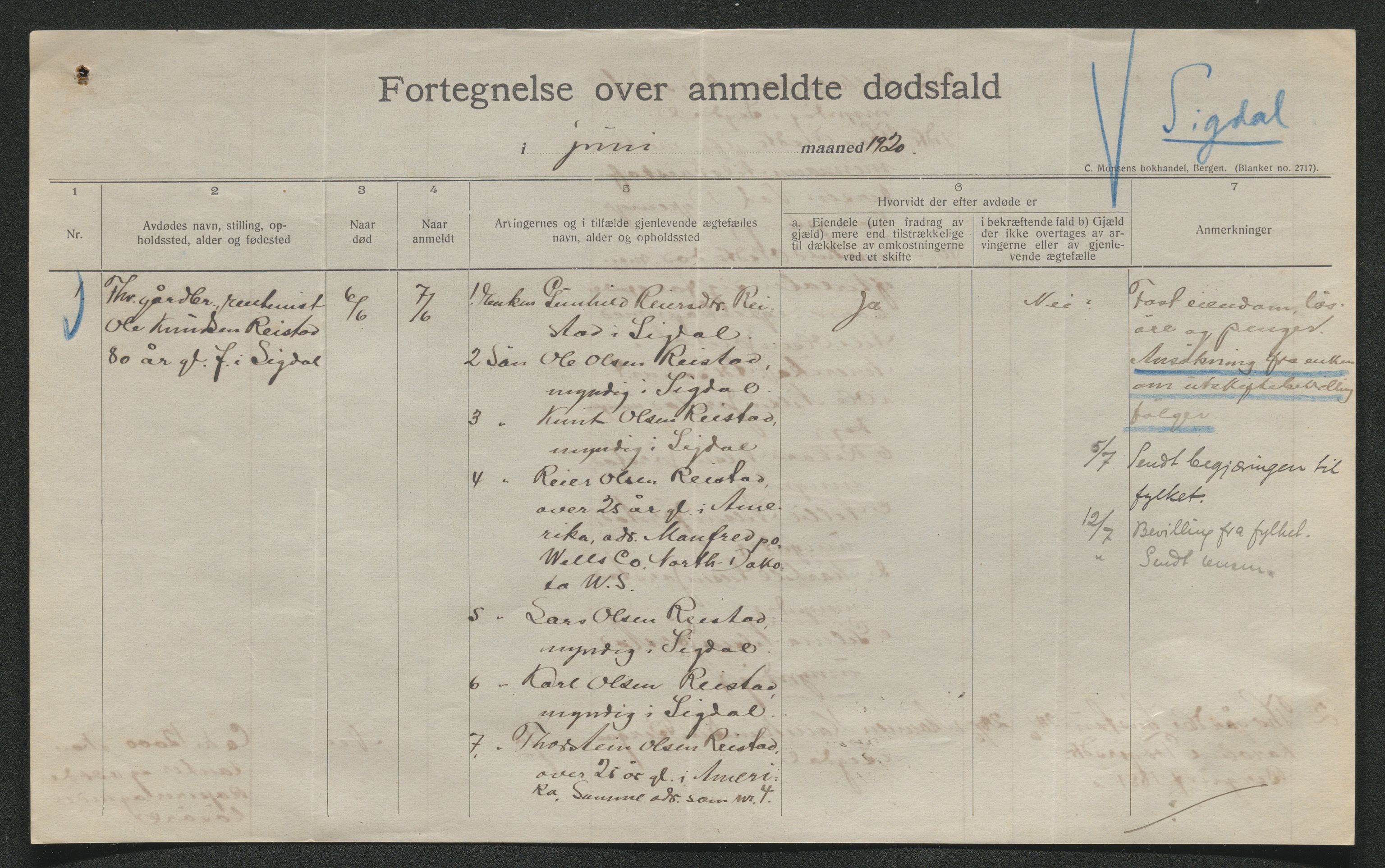 Eiker, Modum og Sigdal sorenskriveri, AV/SAKO-A-123/H/Ha/Hab/L0040: Dødsfallsmeldinger, 1920-1921, s. 499