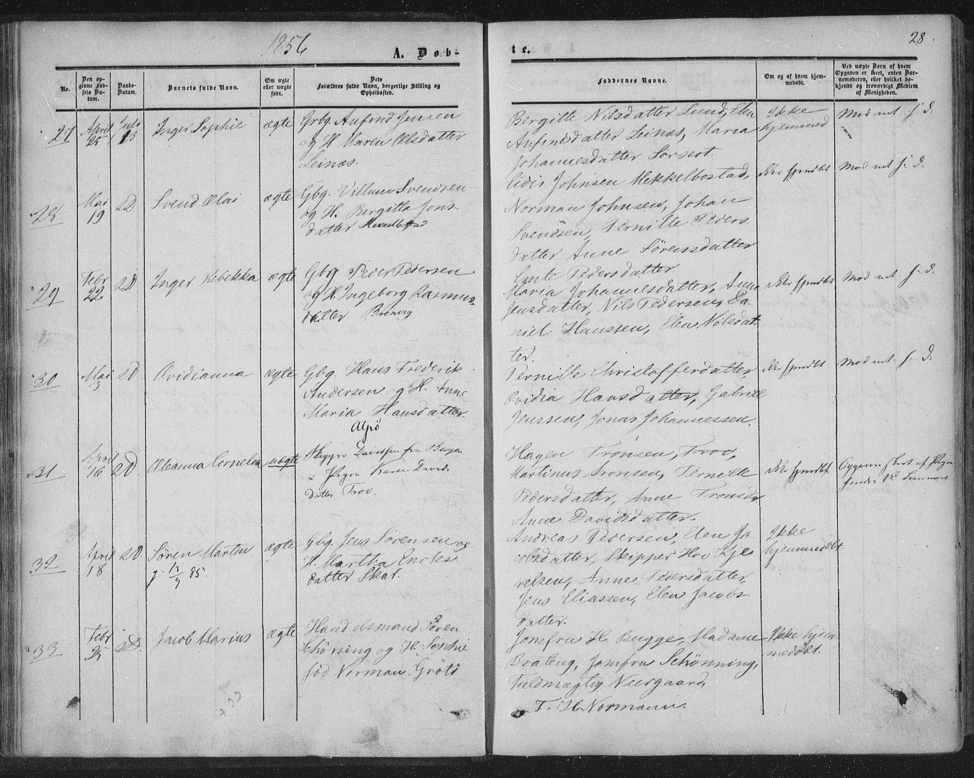 Ministerialprotokoller, klokkerbøker og fødselsregistre - Nordland, AV/SAT-A-1459/855/L0800: Ministerialbok nr. 855A08, 1852-1864, s. 28