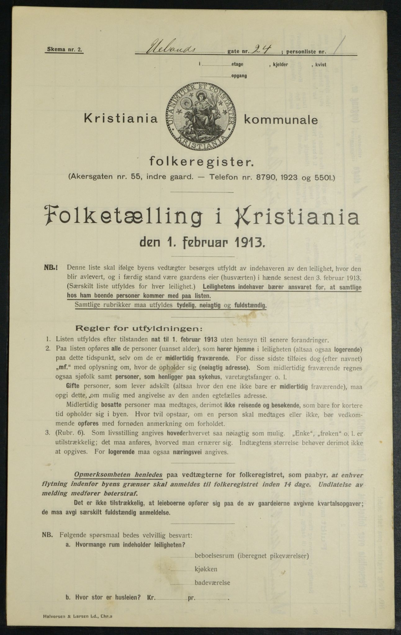 OBA, Kommunal folketelling 1.2.1913 for Kristiania, 1913, s. 118642