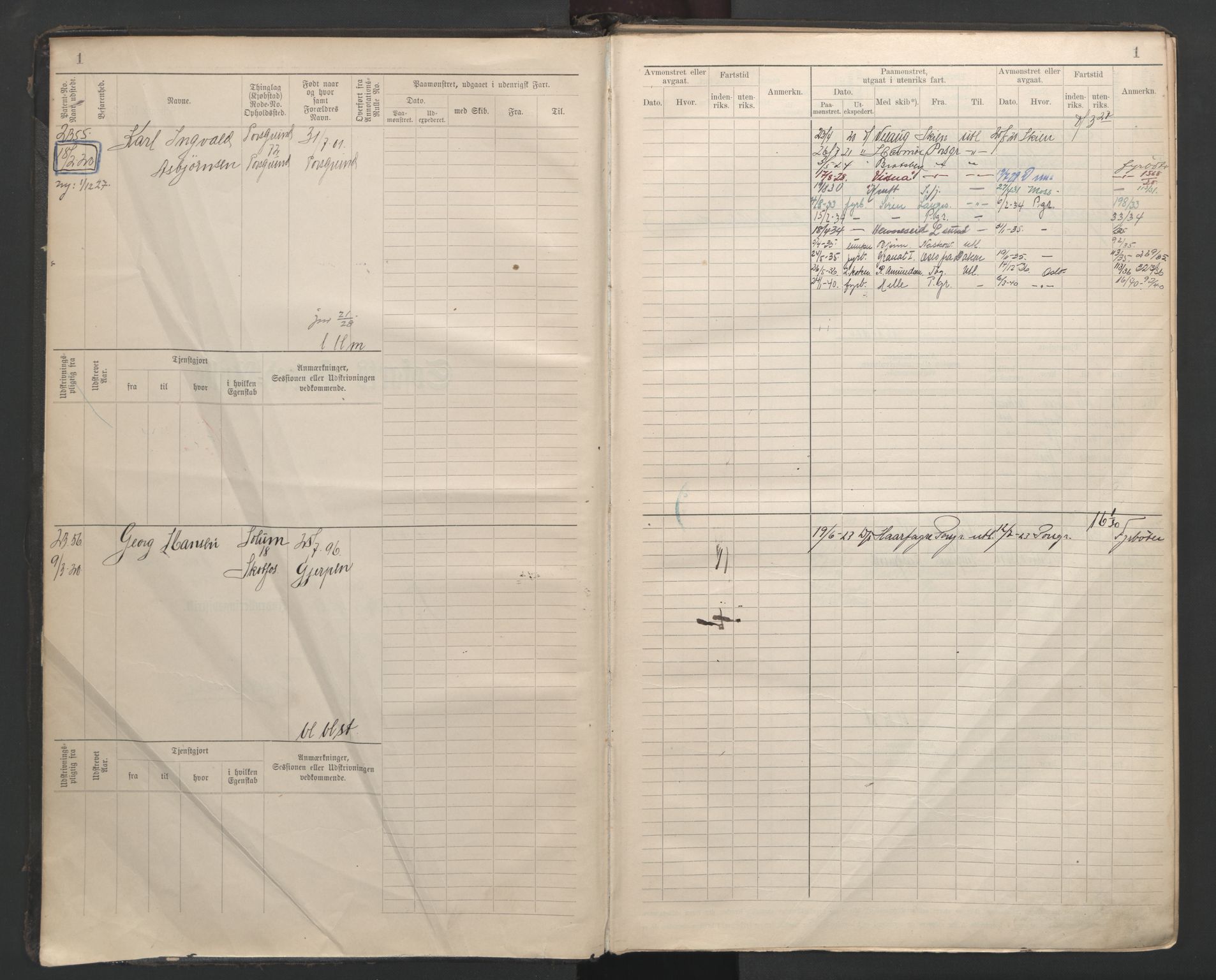 Porsgrunn innrulleringskontor, AV/SAKO-A-829/F/Fb/L0007: Annotasjonsrulle, 1926-1948, s. 1