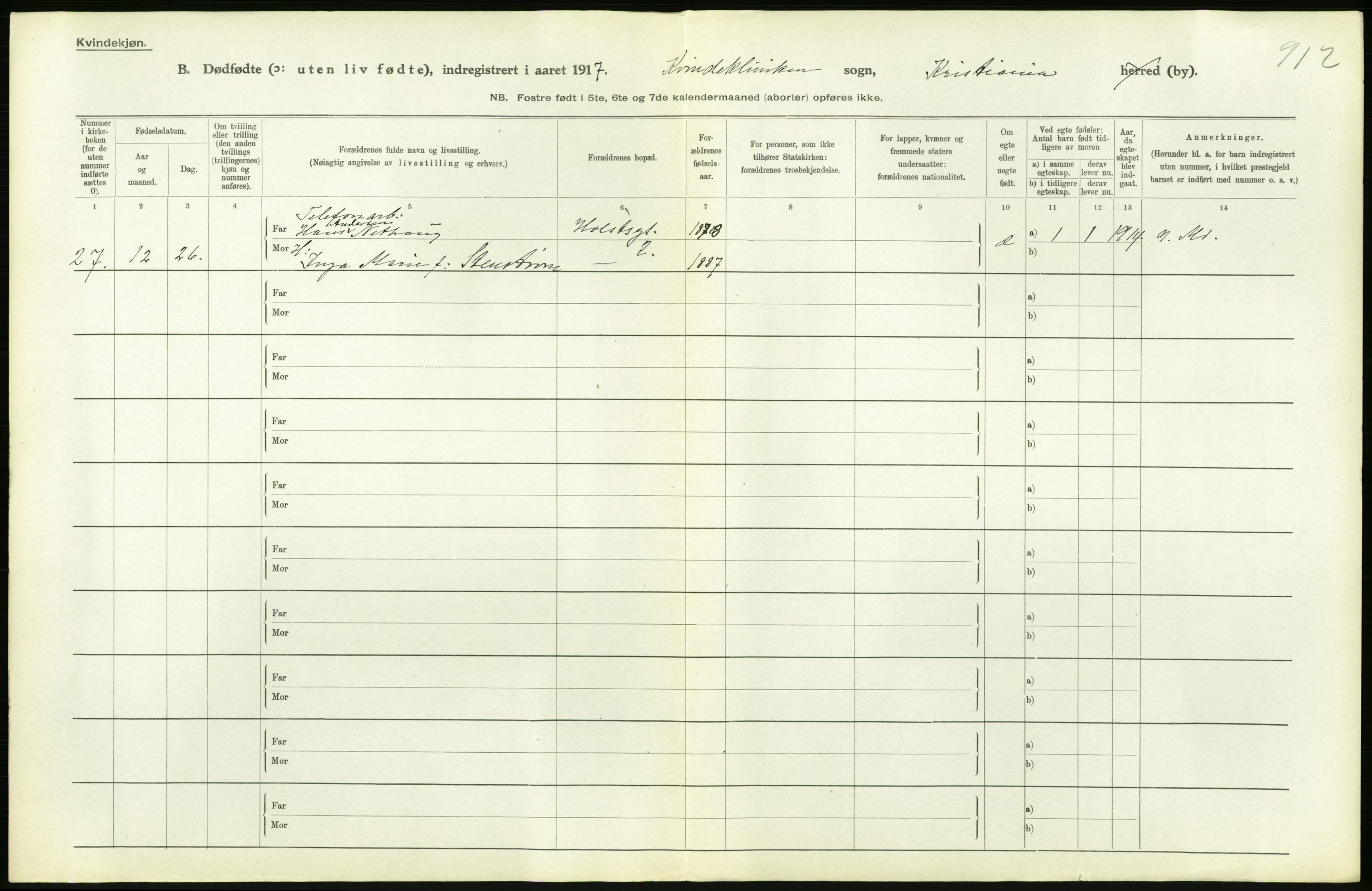 Statistisk sentralbyrå, Sosiodemografiske emner, Befolkning, AV/RA-S-2228/D/Df/Dfb/Dfbg/L0011: Kristiania: Døde, dødfødte., 1917, s. 658