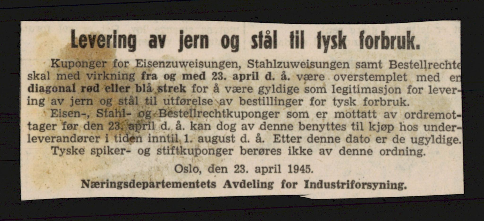 Direktoratet for industriforsyning, Sekretariatet, RA/S-4153/D/Df/L0056: 9. Metallkontoret, 1940-1945, s. 734