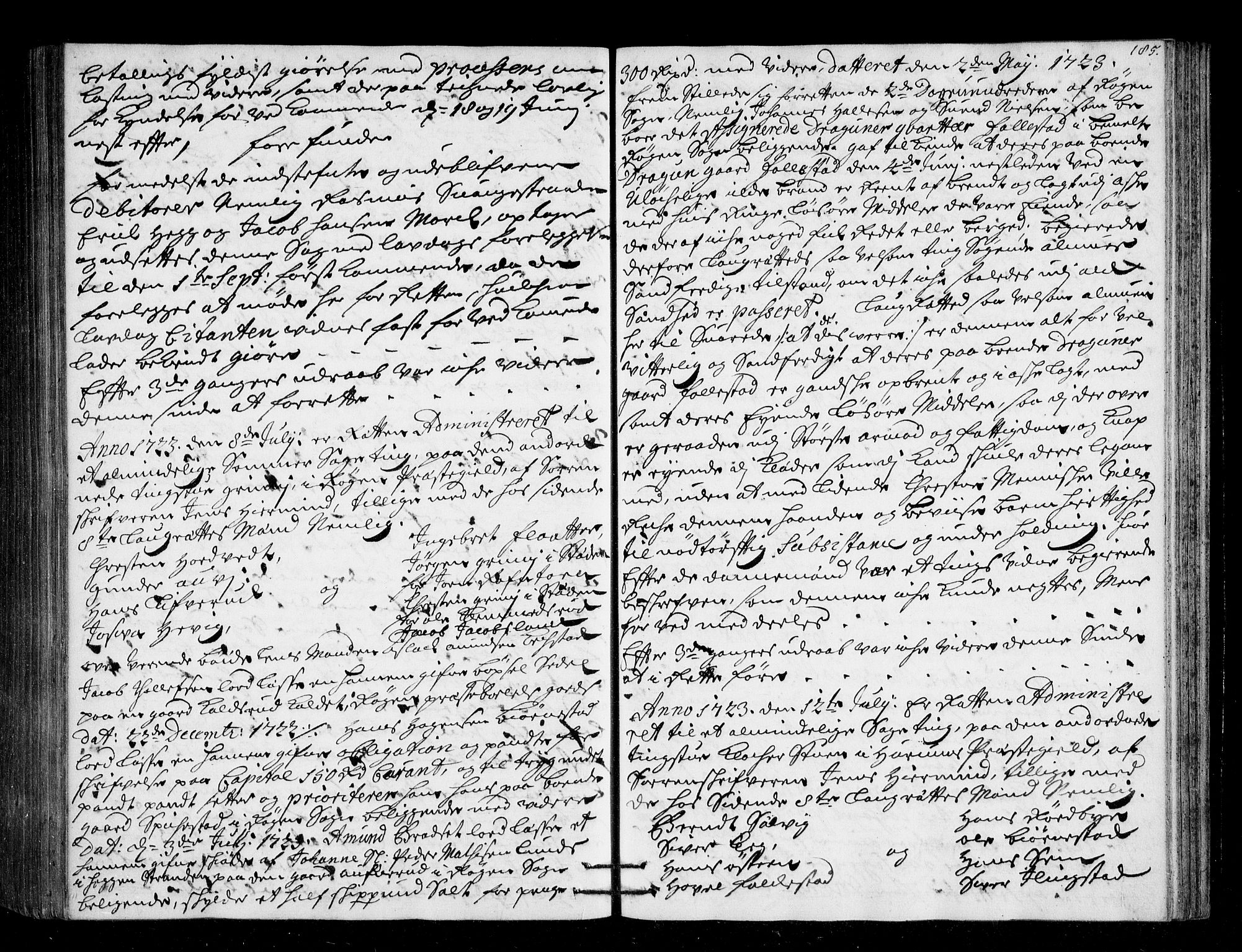 Lier, Røyken og Hurum sorenskriveri, AV/SAKO-A-89/F/Fa/L0045: Tingbok, 1721-1724, s. 185