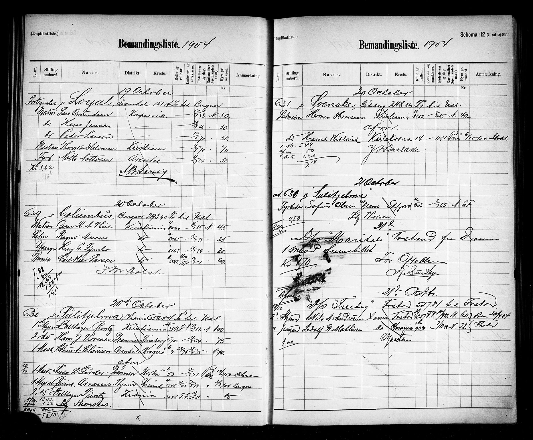 Oslo mønstringskontor, AV/SAO-A-10569g/G/Ga/L0009: Mønstringsjournal, 1904-1906, s. 53