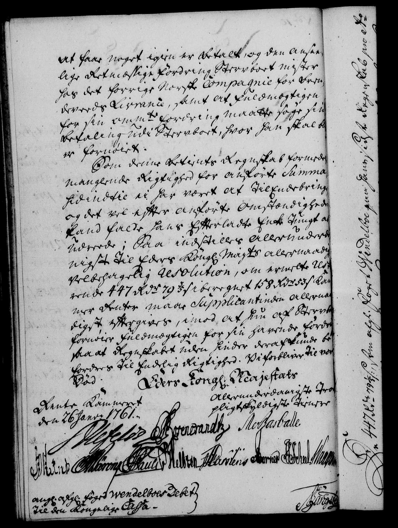 Rentekammeret, Kammerkanselliet, RA/EA-3111/G/Gf/Gfa/L0043: Norsk relasjons- og resolusjonsprotokoll (merket RK 52.43), 1761, s. 57