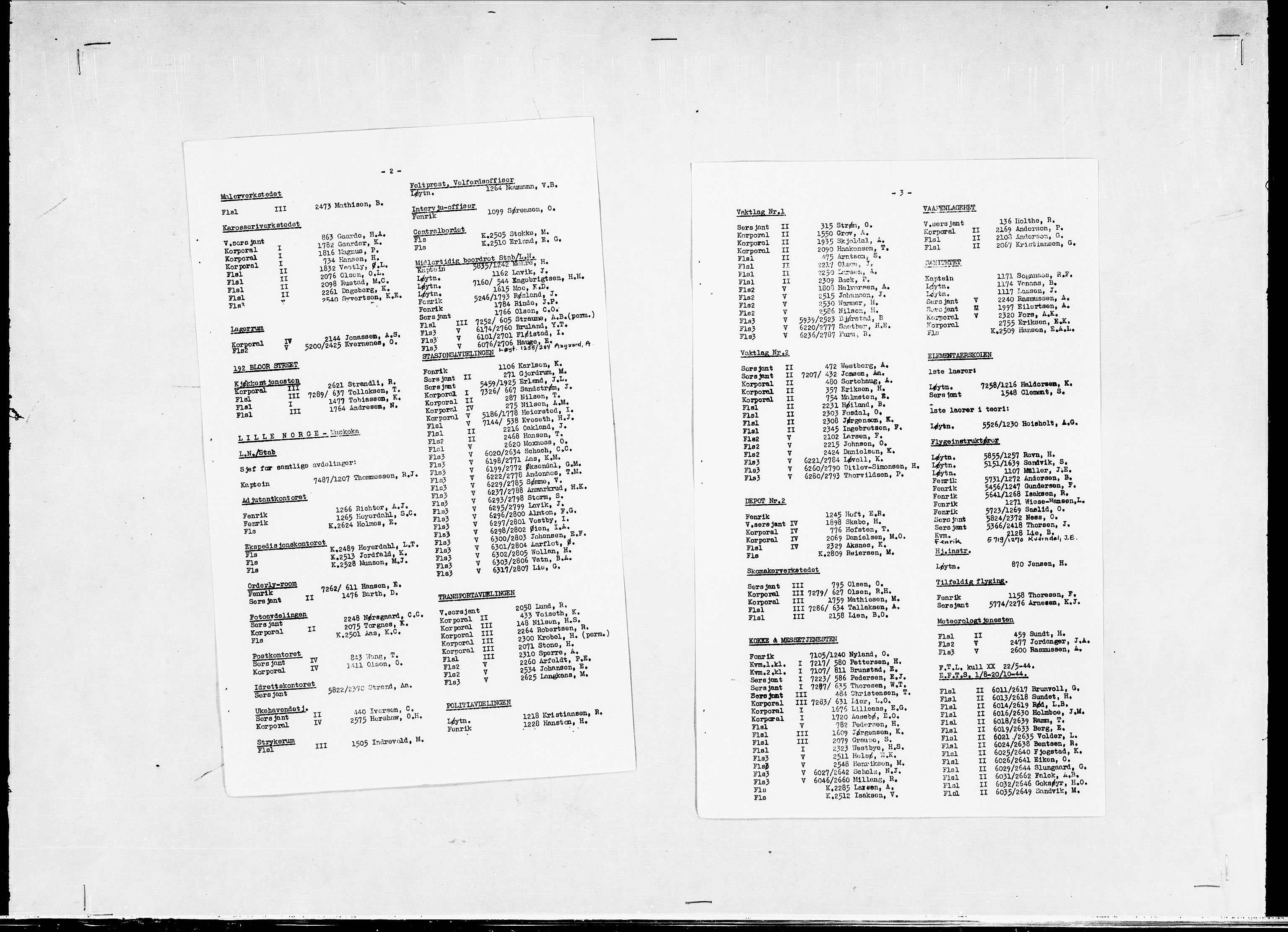 Forsvaret, Flyvåpnenes treningsleir 1940-1945, RA/RAFA-3974/V/L0038: Ekspedisjonskontoret. 8. Personellkontoret, 1940-1945