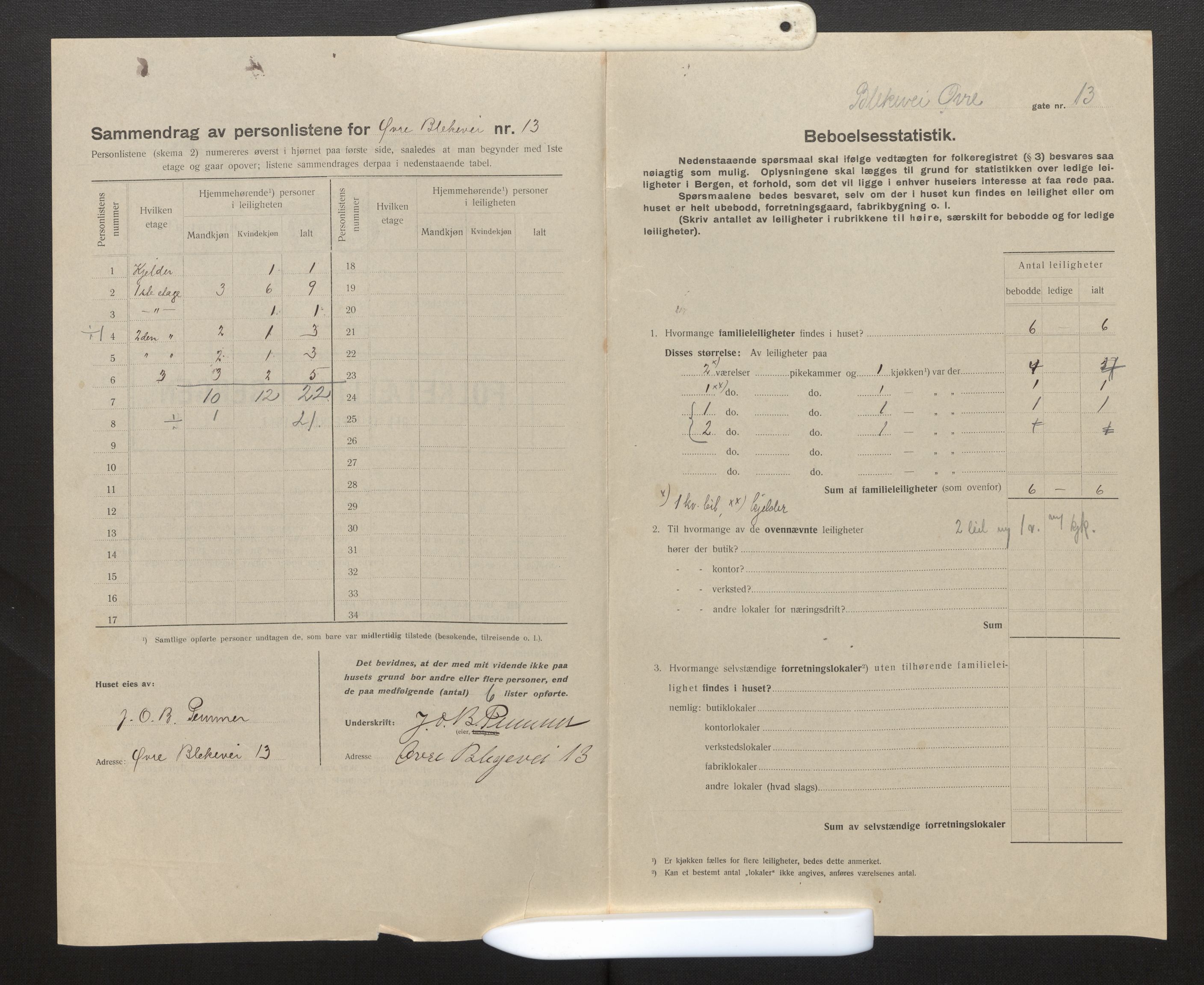 SAB, Kommunal folketelling 1917 for Bergen kjøpstad, 1917, s. 3204