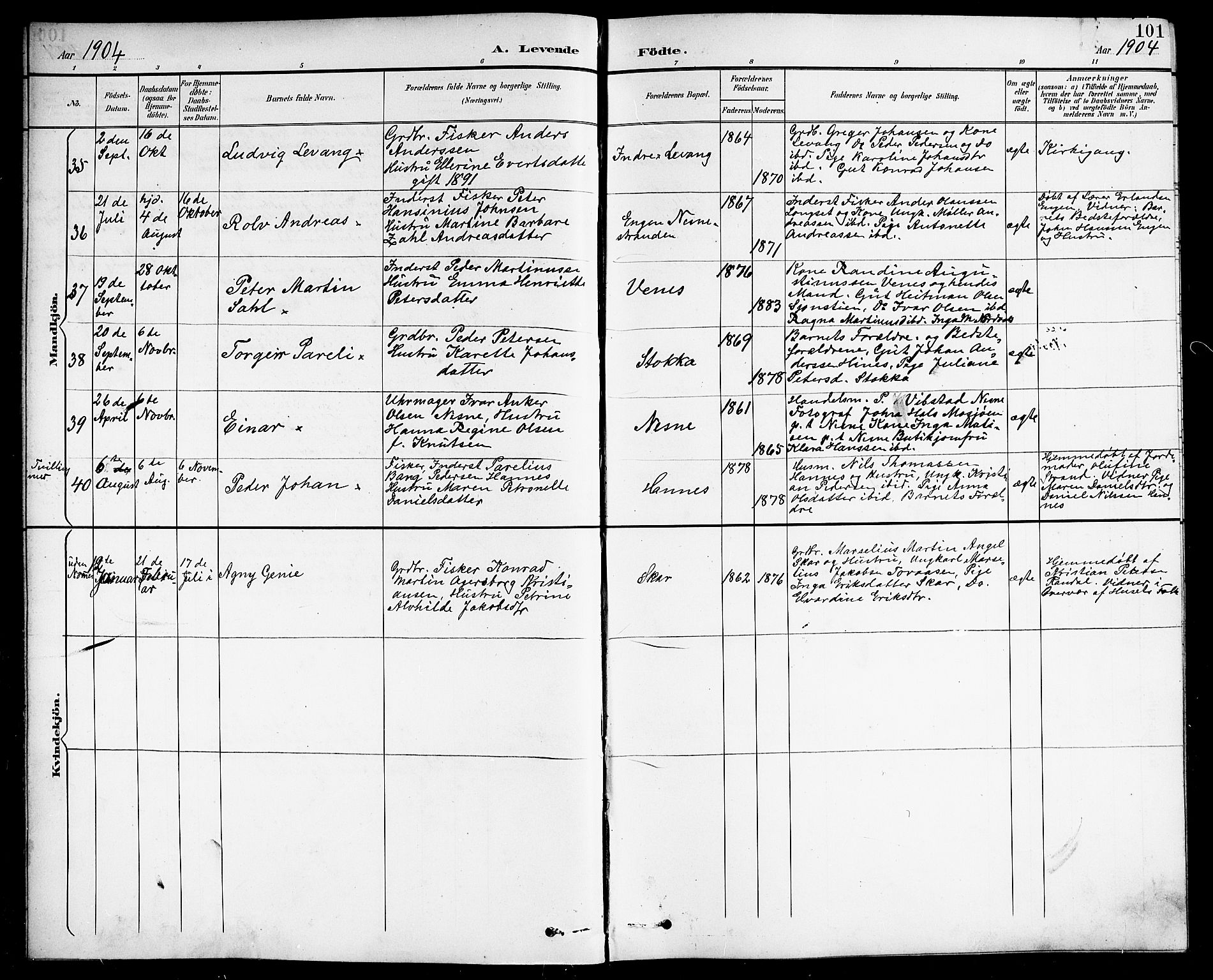 Ministerialprotokoller, klokkerbøker og fødselsregistre - Nordland, AV/SAT-A-1459/838/L0559: Klokkerbok nr. 838C06, 1893-1910, s. 101