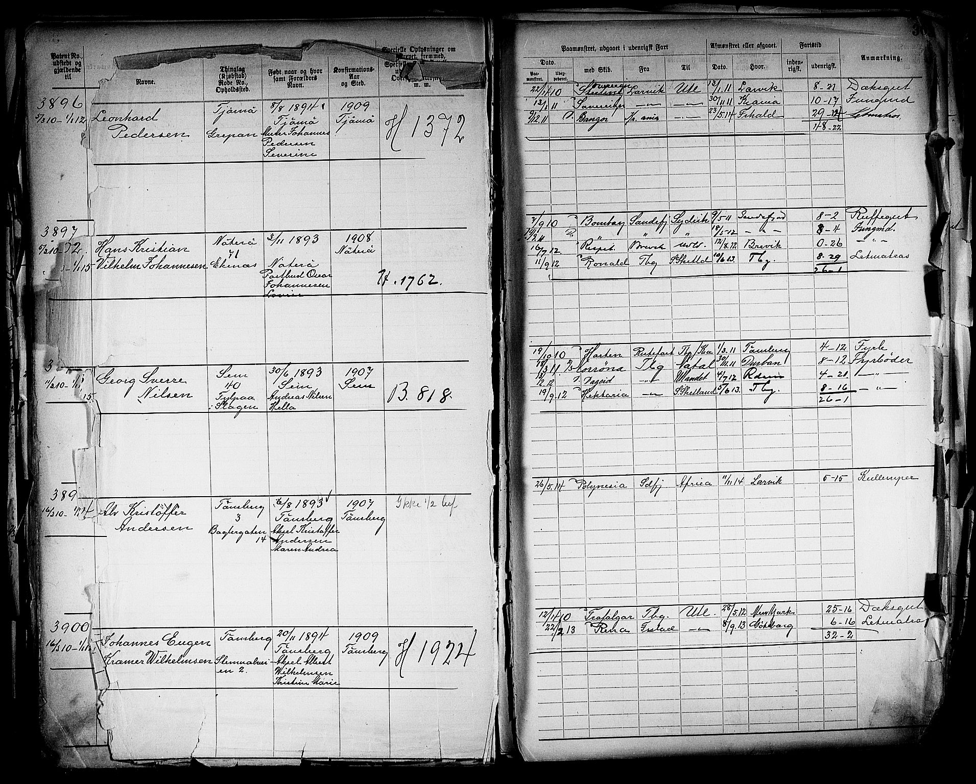 Tønsberg innrulleringskontor, SAKO/A-786/F/Fb/L0005: Annotasjonsrulle Patent nr. 2401-4080, 1904-1910, s. 304