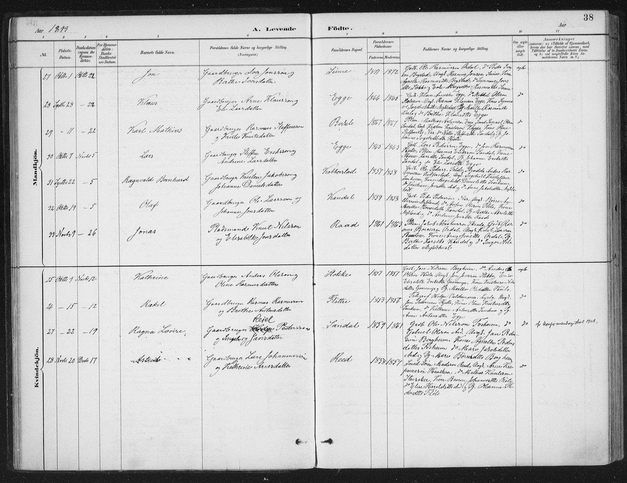Gloppen sokneprestembete, AV/SAB-A-80101/H/Haa/Haac/L0002: Ministerialbok nr. C  2, 1887-1904, s. 38