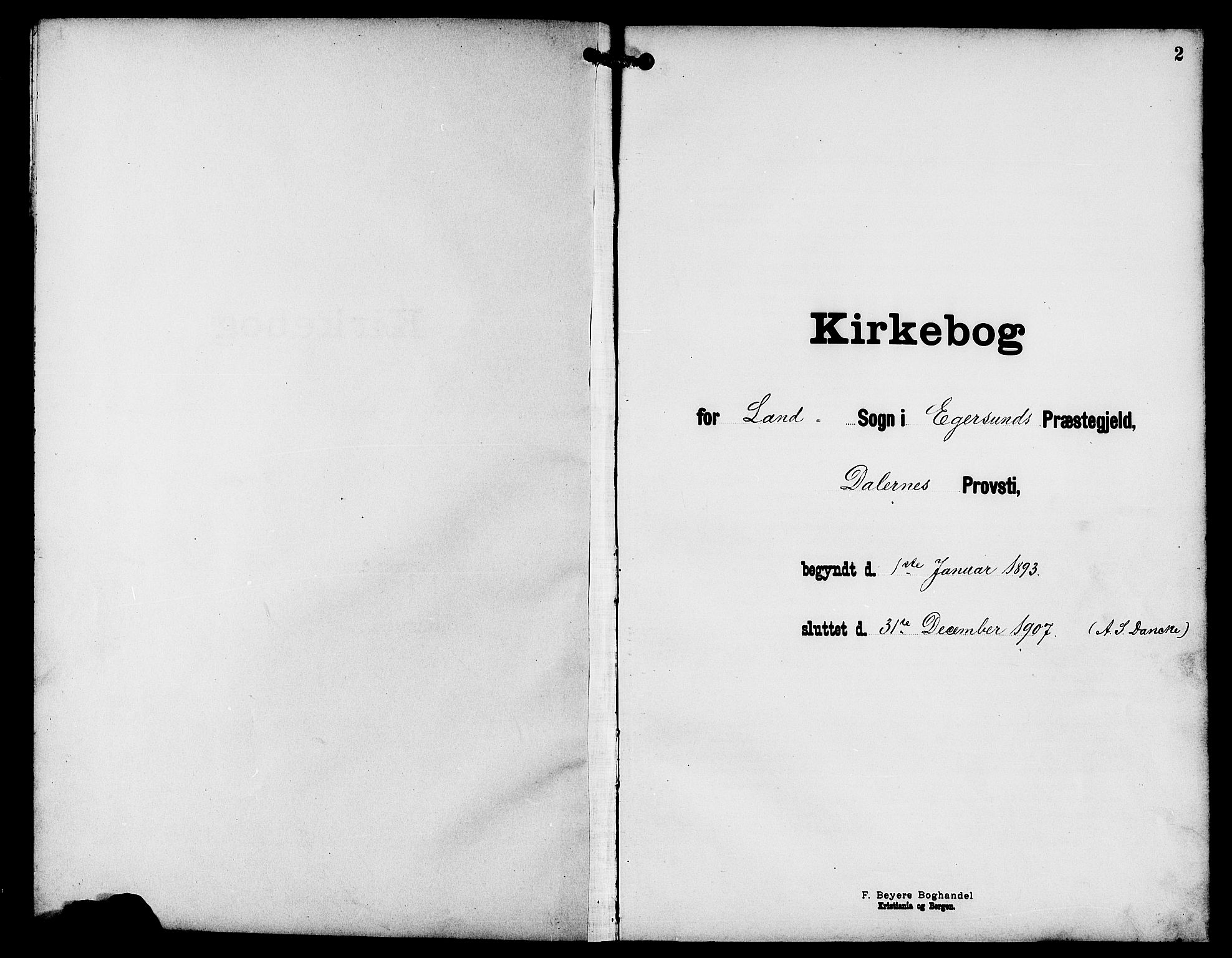 Eigersund sokneprestkontor, SAST/A-101807/S09/L0009: Klokkerbok nr. B 9, 1893-1907, s. 2