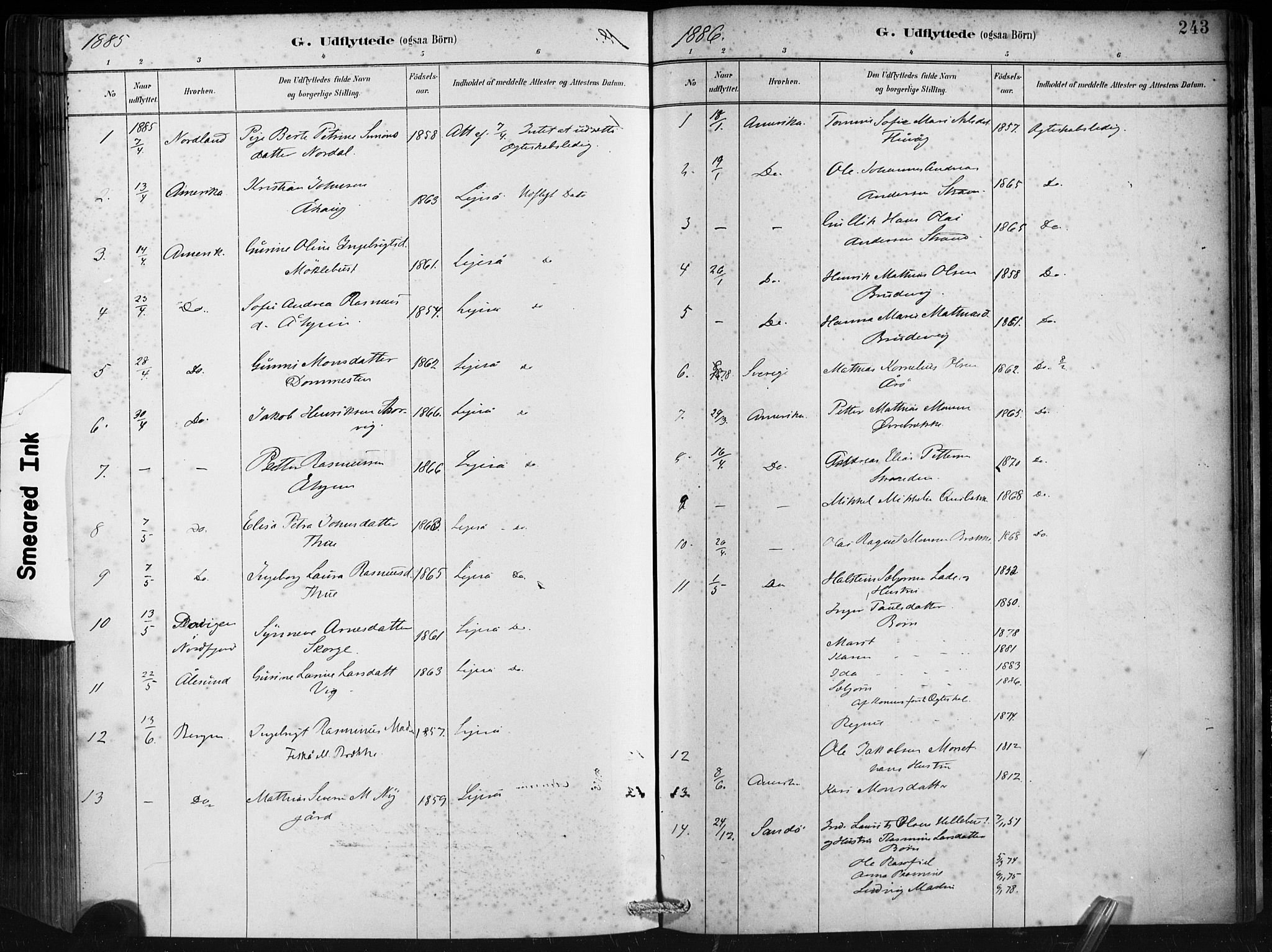 Ministerialprotokoller, klokkerbøker og fødselsregistre - Møre og Romsdal, AV/SAT-A-1454/501/L0008: Ministerialbok nr. 501A08, 1885-1901, s. 243