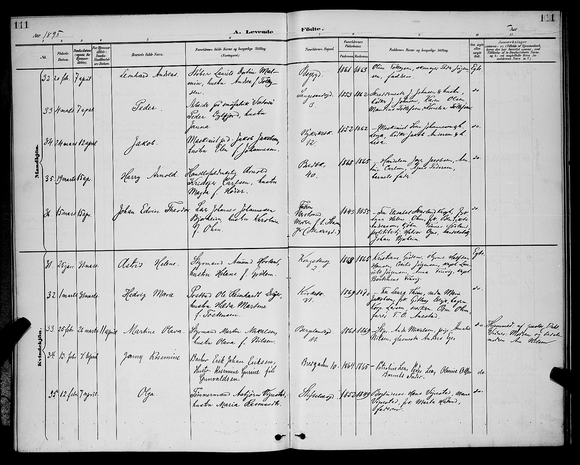 St. Petri sokneprestkontor, AV/SAST-A-101813/001/30/30BB/L0006: Klokkerbok nr. B 6, 1890-1897, s. 111