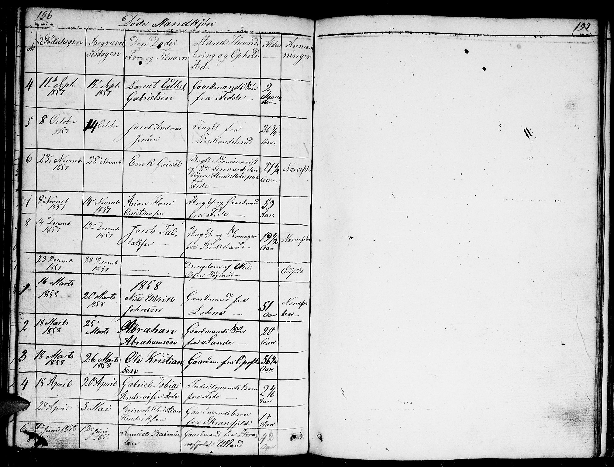Kvinesdal sokneprestkontor, SAK/1111-0026/F/Fb/Fba/L0002: Klokkerbok nr. B 2, 1838-1858, s. 156-157