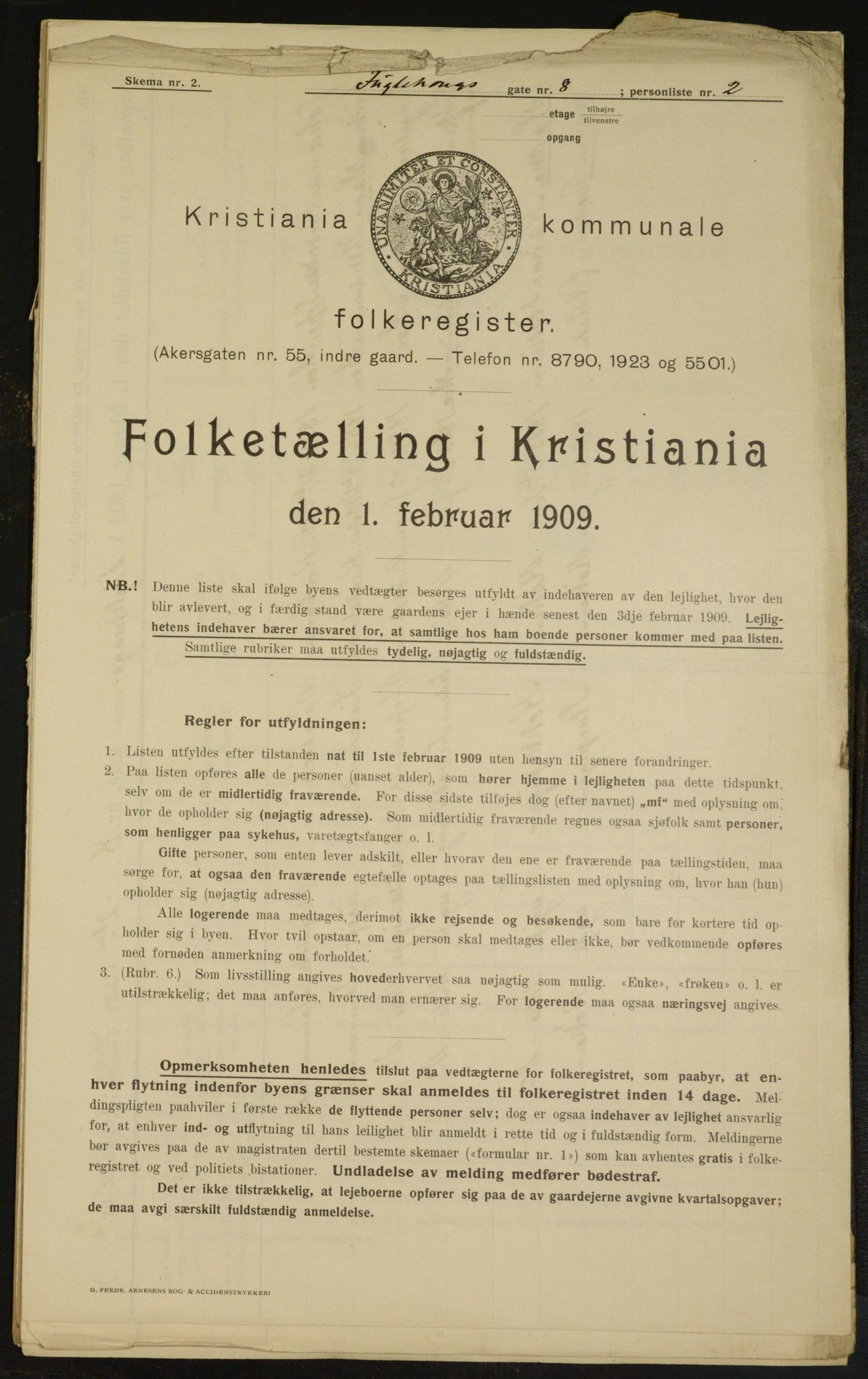 OBA, Kommunal folketelling 1.2.1909 for Kristiania kjøpstad, 1909, s. 25823