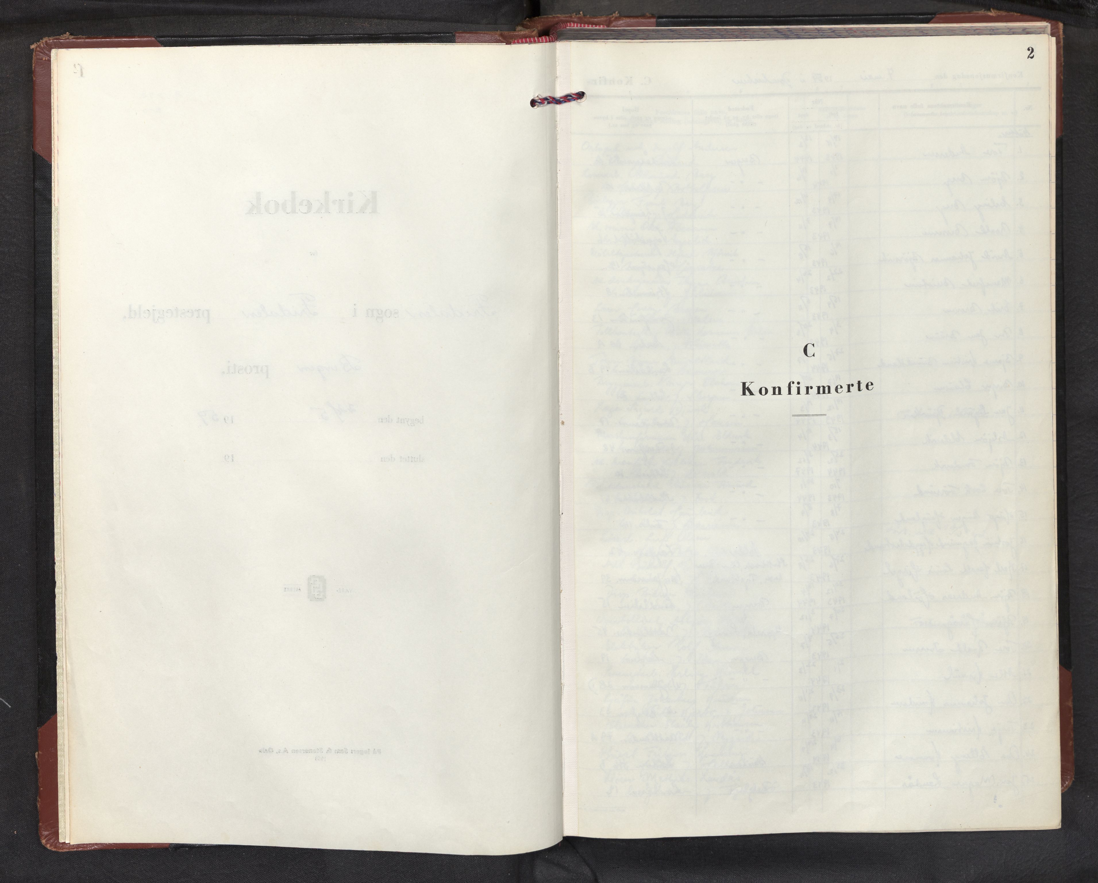 Fridalen sokneprestembete, SAB/A-99933: Ministerialbok nr. B 1, 1959-2011, s. 1b-2a